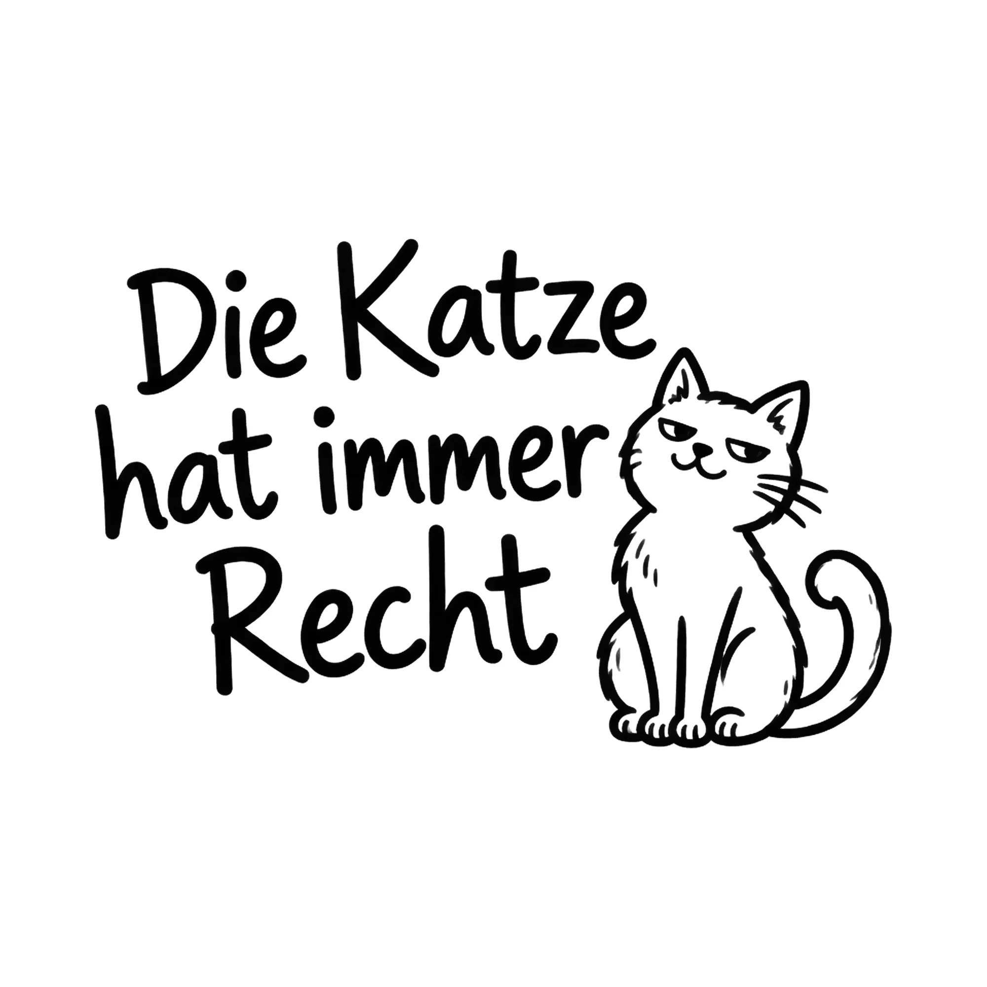 Bügelbild Die Katze hat immer Recht als Grafik auf weißem Hintergrund (BB018556)