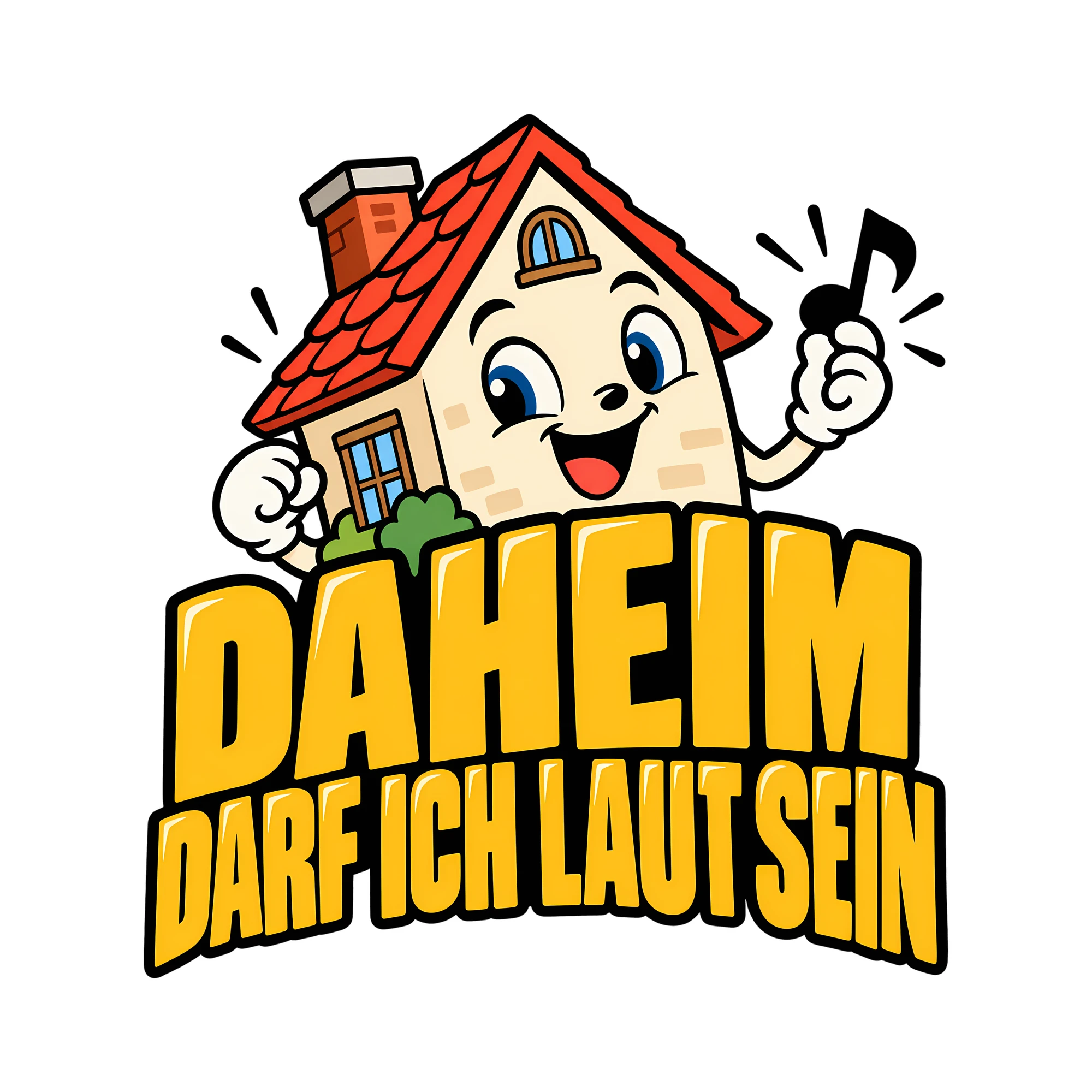 Bügelbild DAHEIM DARF ICH LAUT SEIN als Grafik auf weißem Hintergrund (BB014361)