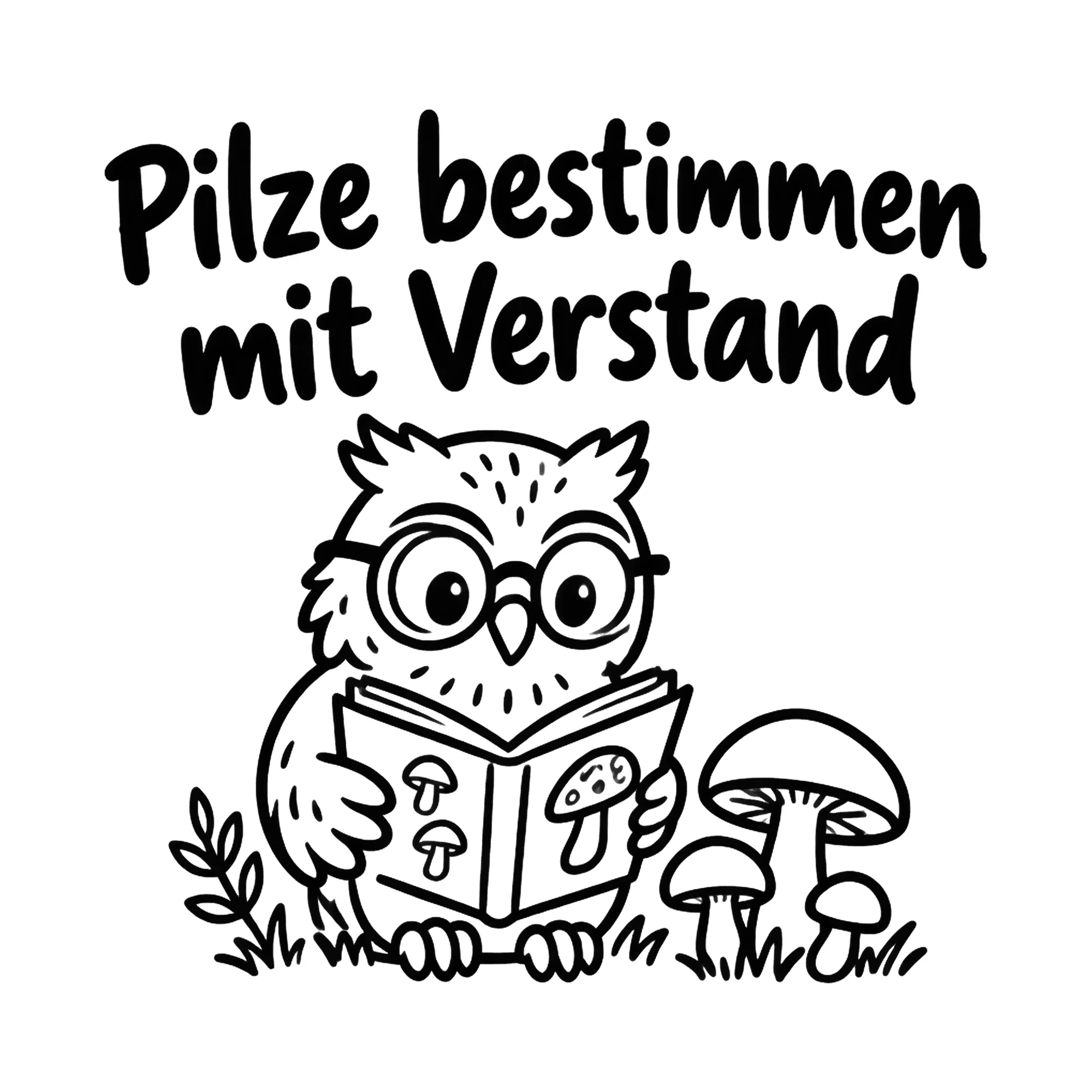 Bügelbild Pilze bestimmen mit Verstand als Grafik auf weißem Hintergrund (BB019347)