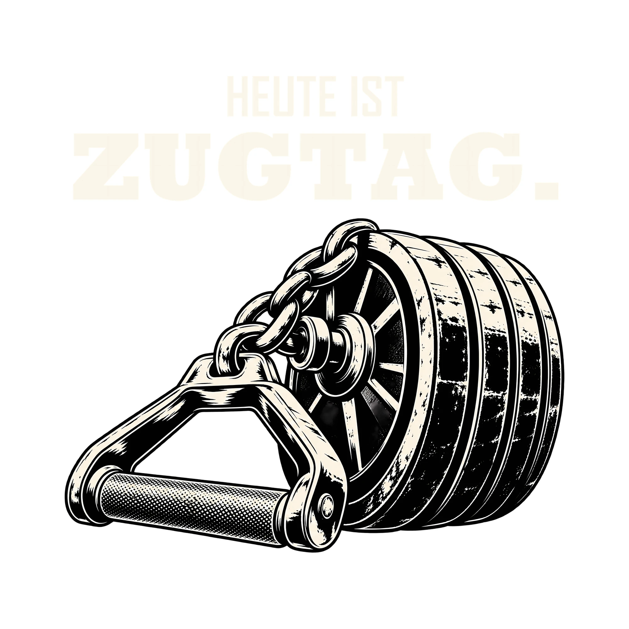 Bügelbild HEUTE IST ZUGTAG. als Grafik auf weißem Hintergrund (BB013723)