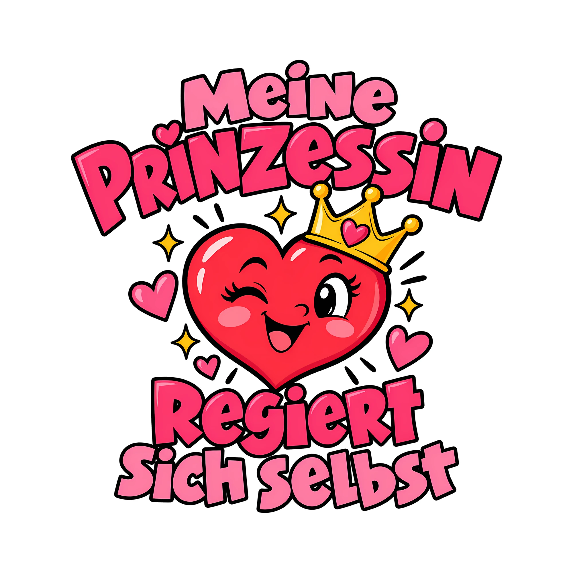 Bügelbild Meine Prinzessin regiert sich selbst als Grafik auf weißem Hintergrund (BB014431)