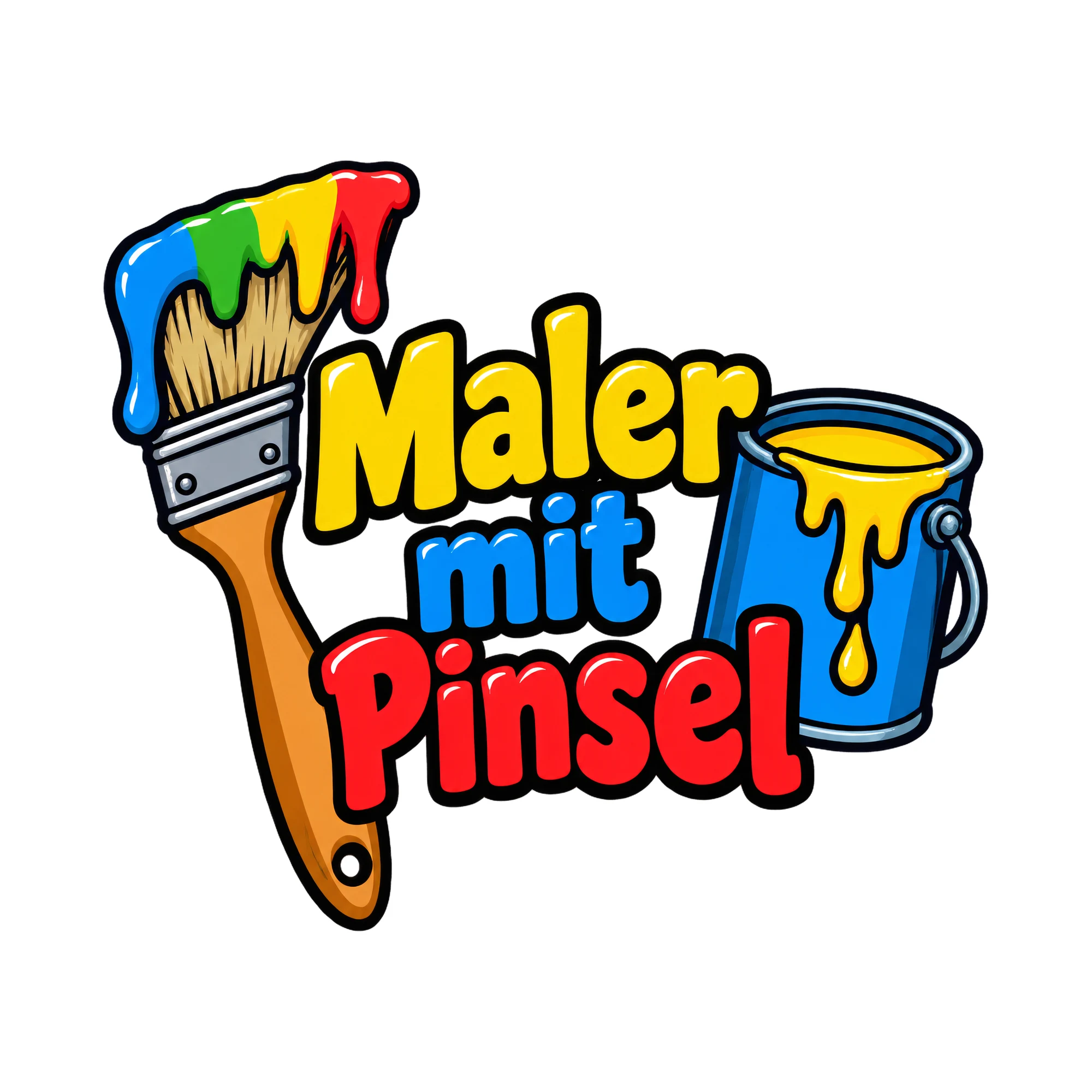 Bügelbild Maler mit Pinsel als Grafik auf weißem Hintergrund (BB018621)