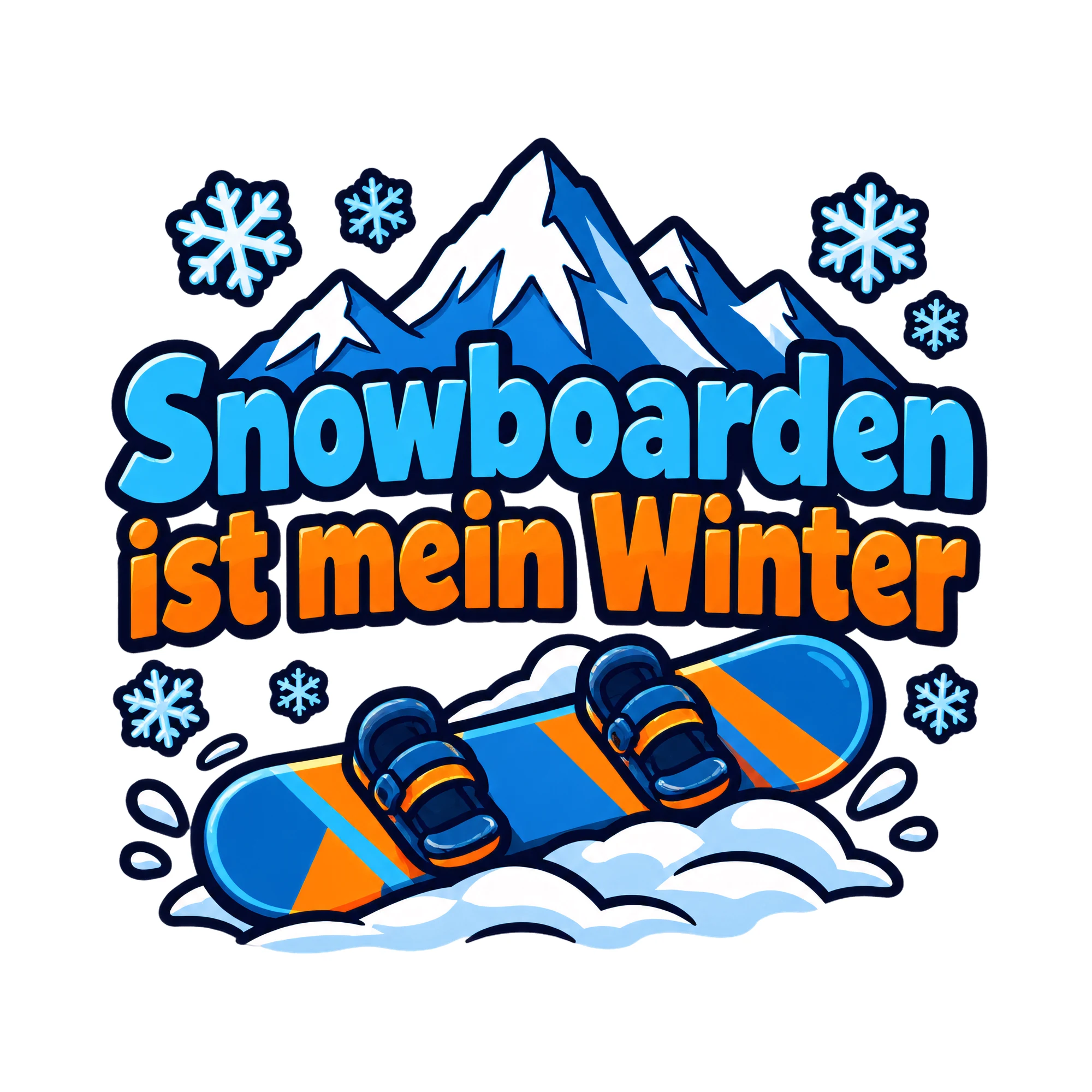 Bügelbild Snowboarden ist mein Winter als Grafik auf weißem Hintergrund (BB018461)