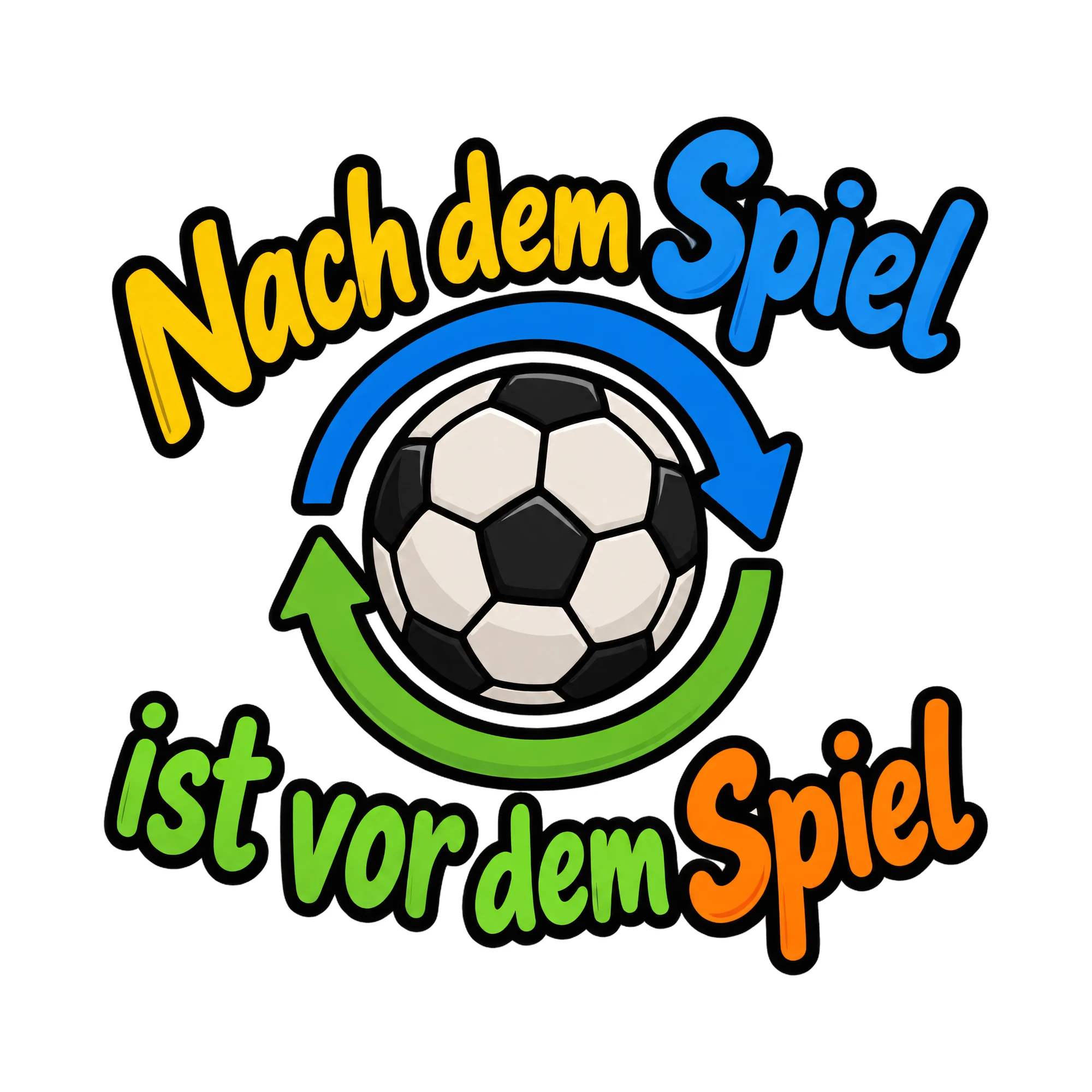 Bügelbild Nach dem Spiel ist vor dem Spiel als Grafik auf weißem Hintergrund (BB019418)