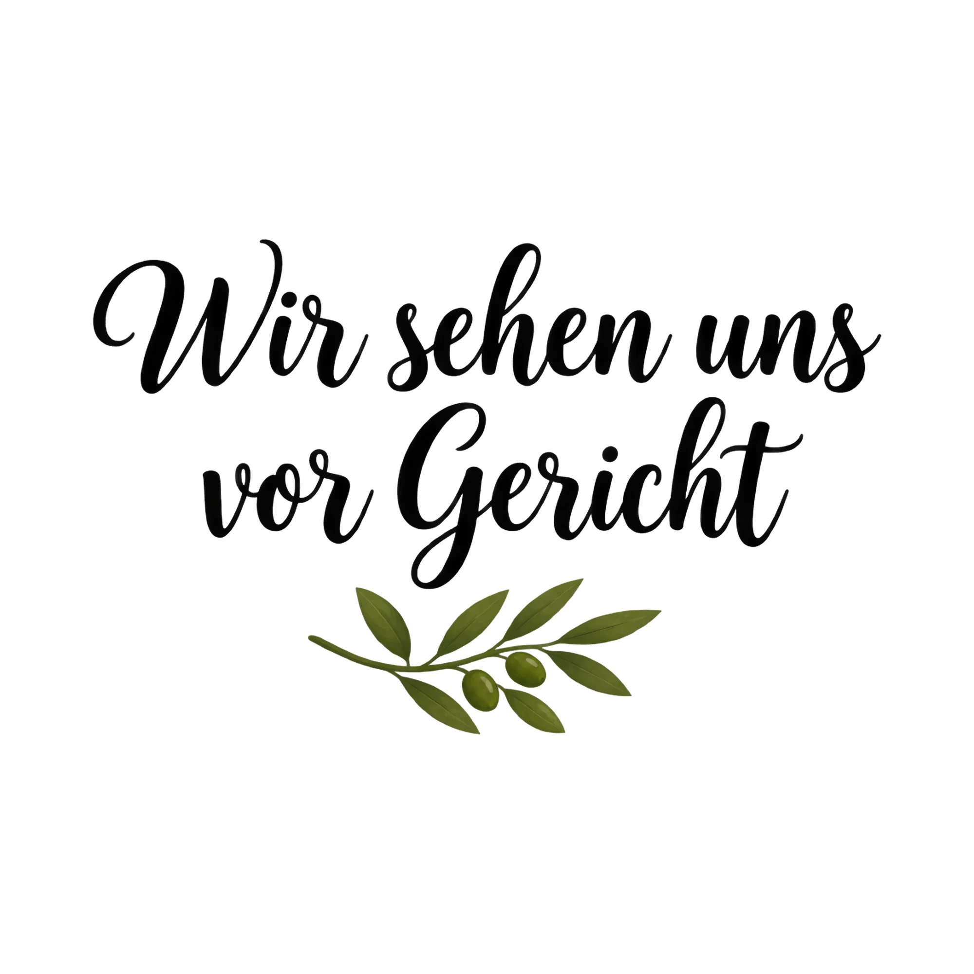 Bügelbild Wir sehen uns vor Gericht, Lustiger Shirt Spruch als Grafik auf weißem Hintergrund (BB017156)