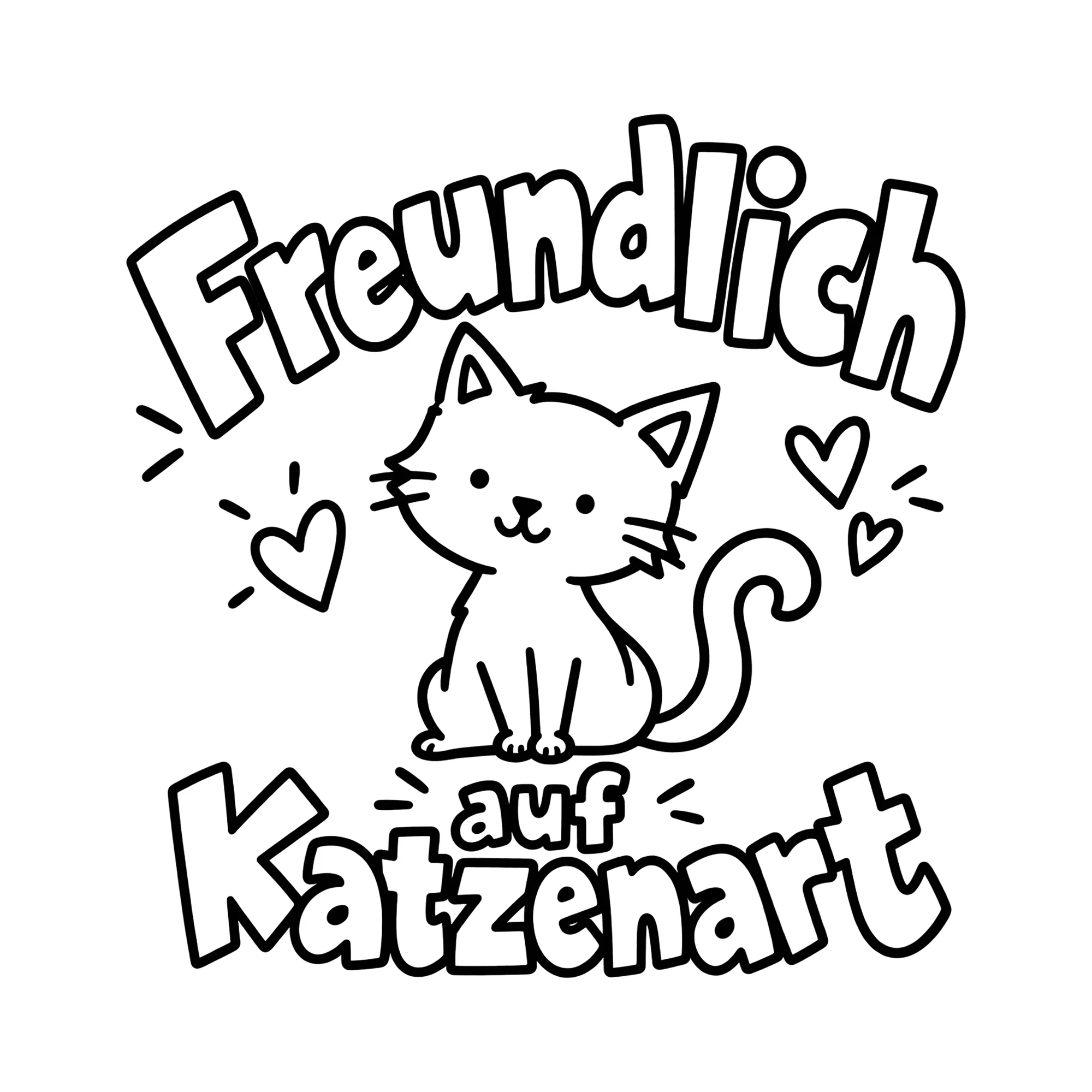 Bügelbild Freundlich auf Katzenart als Grafik auf weißem Hintergrund (BB012307)