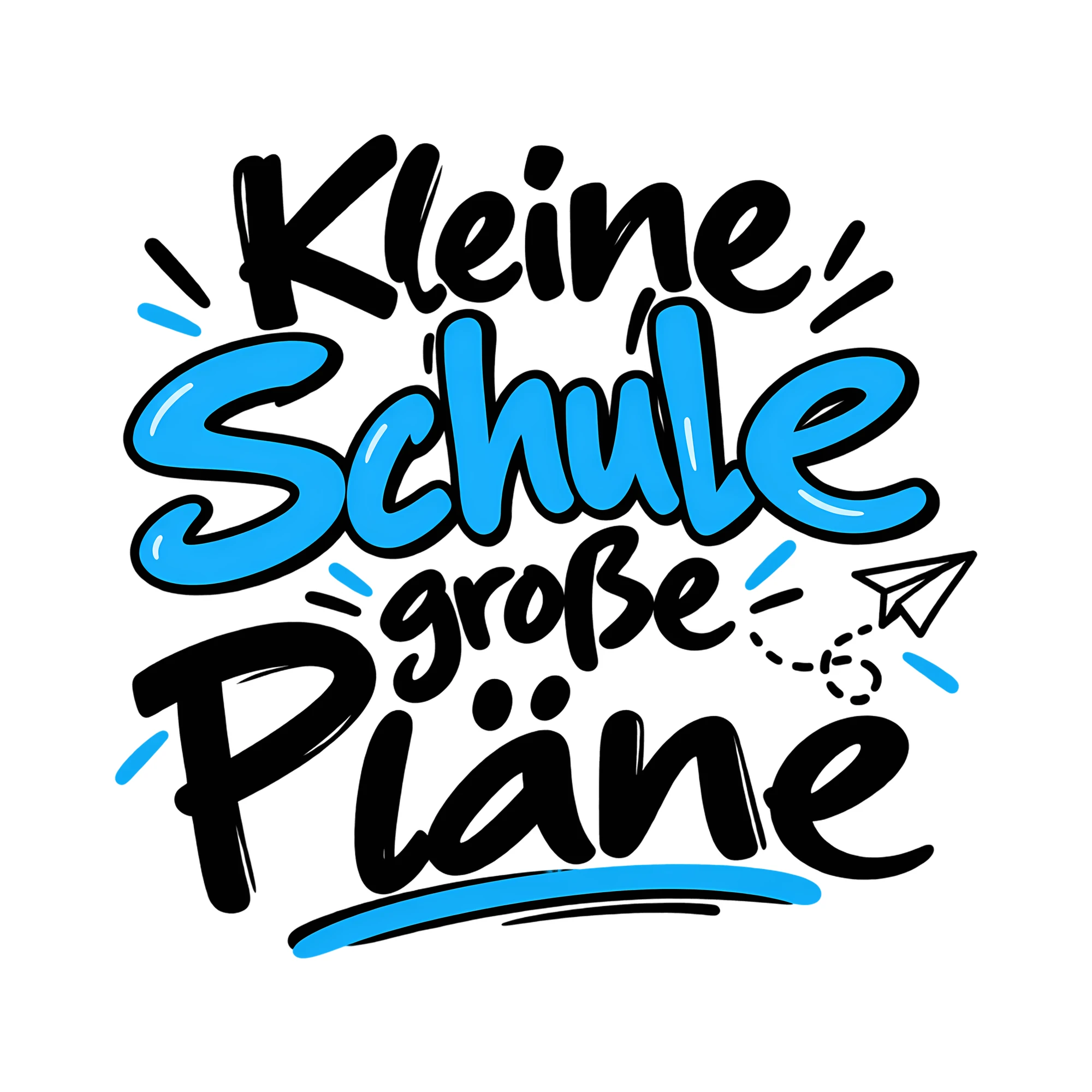 Bügelbild Kleine Schule große Pläne als Grafik auf weißem Hintergrund (BB013755)