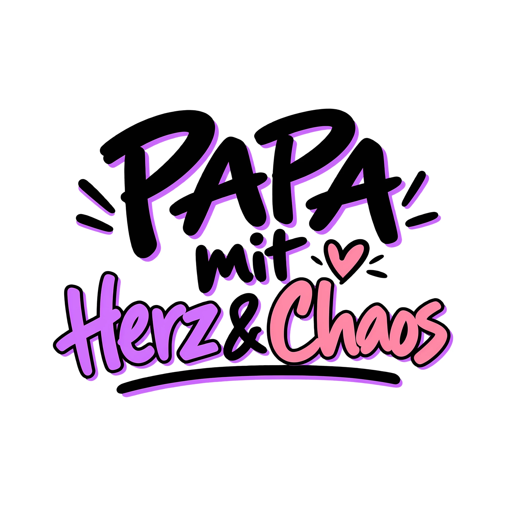Bügelbild Papa mit Herz & Chaos als Grafik auf weißem Hintergrund (BB012366)