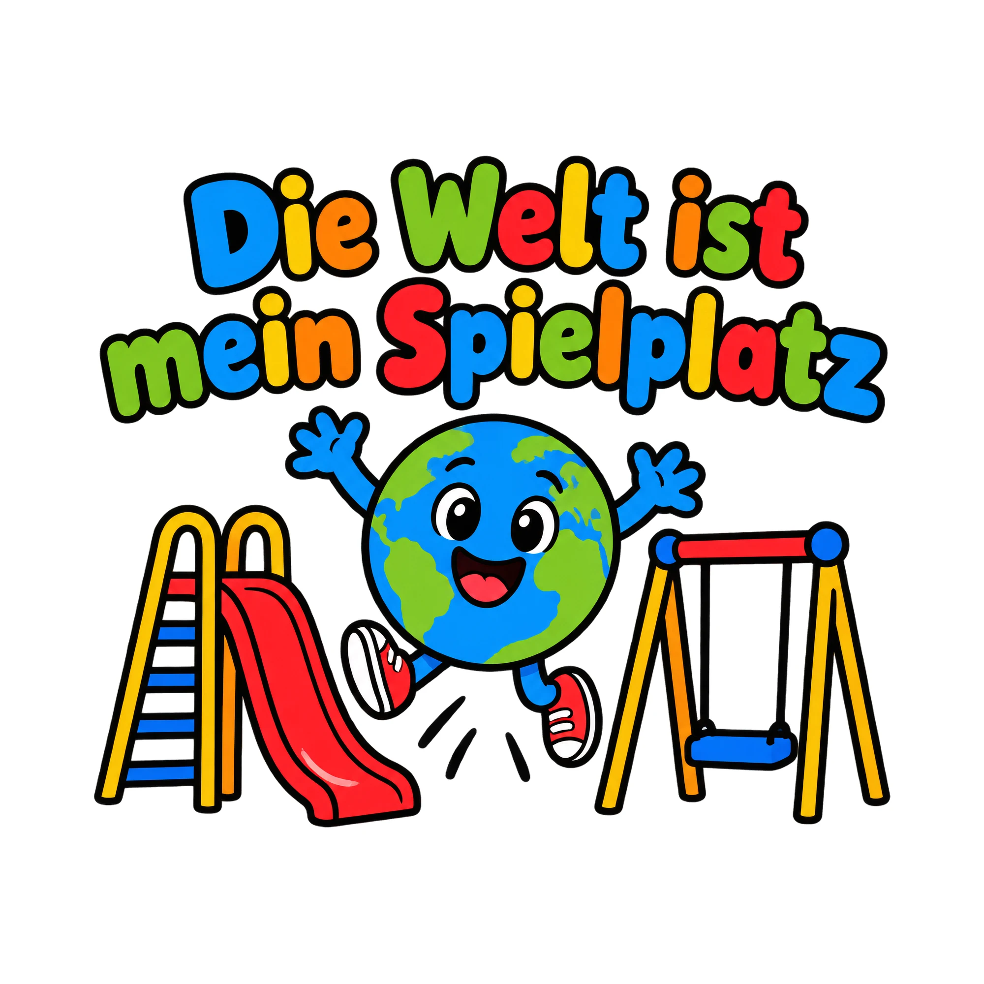 Bügelbild Die Welt ist mein Spielplatz als Grafik auf weißem Hintergrund (BB019659)