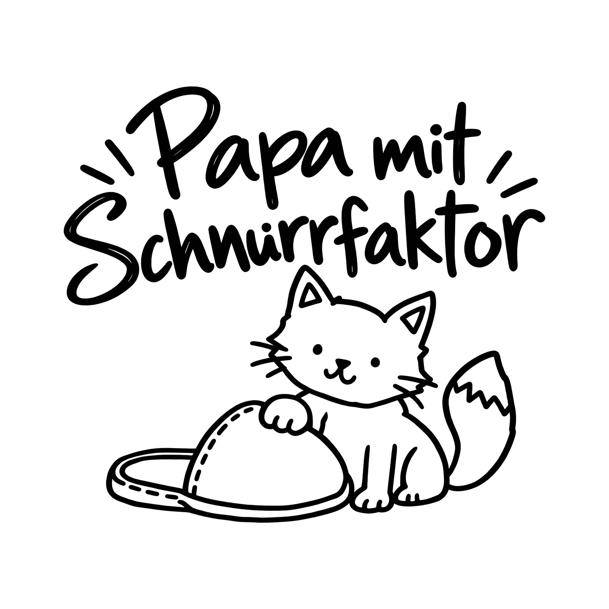 Bügelbild Papa mit Schnurrfaktor als Grafik auf weißem Hintergrund (BB012415)
