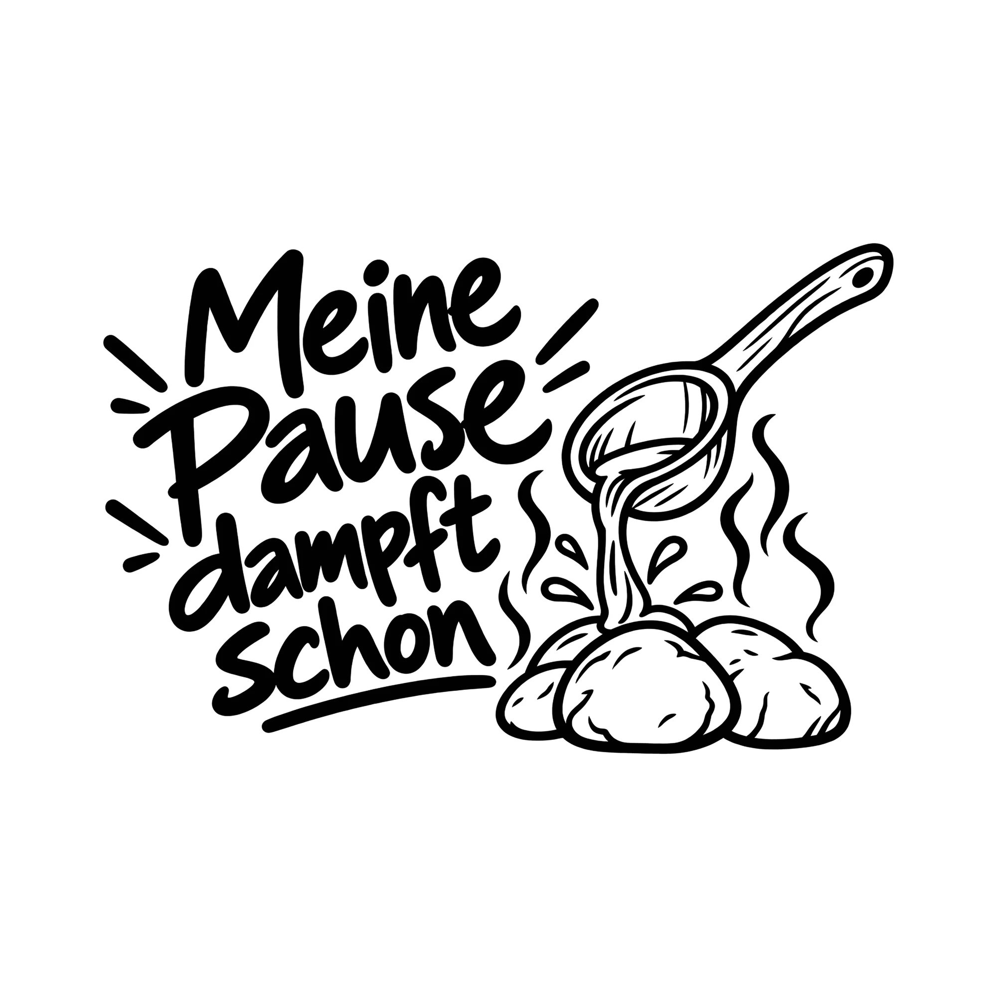 Bügelbild Meine Pause dampft schon als Grafik auf weißem Hintergrund (BB014354)