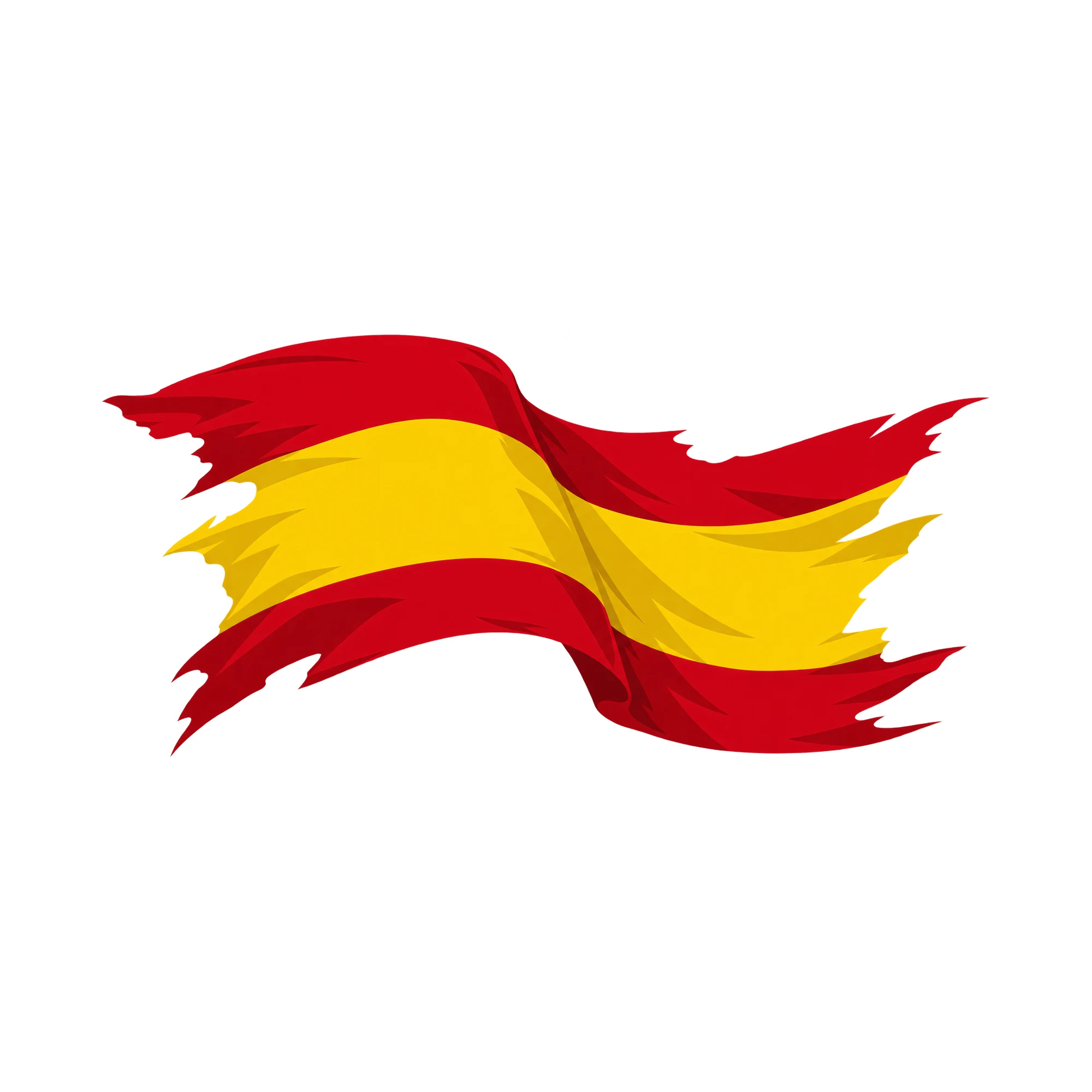 Bügelbild „Zerrissene Fahne Spanien“, Lustiger Shirt Motiv als Grafik auf weißem Hintergrund (BB015381)