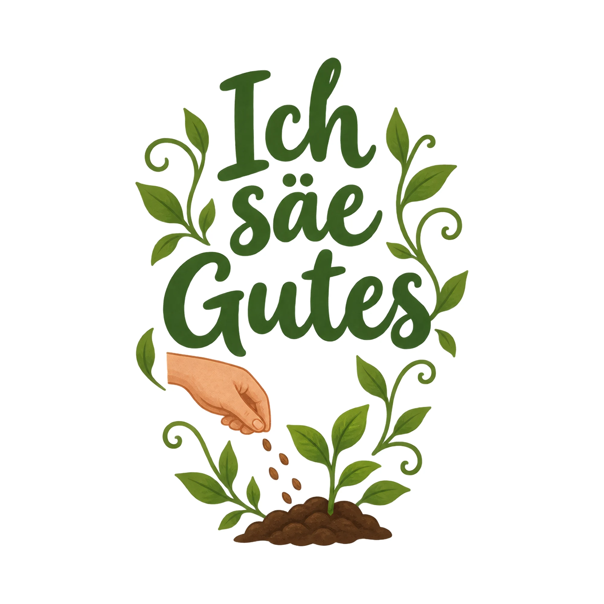 Bügelbild Ich säe Gutes als Grafik auf weißem Hintergrund (BB020316)