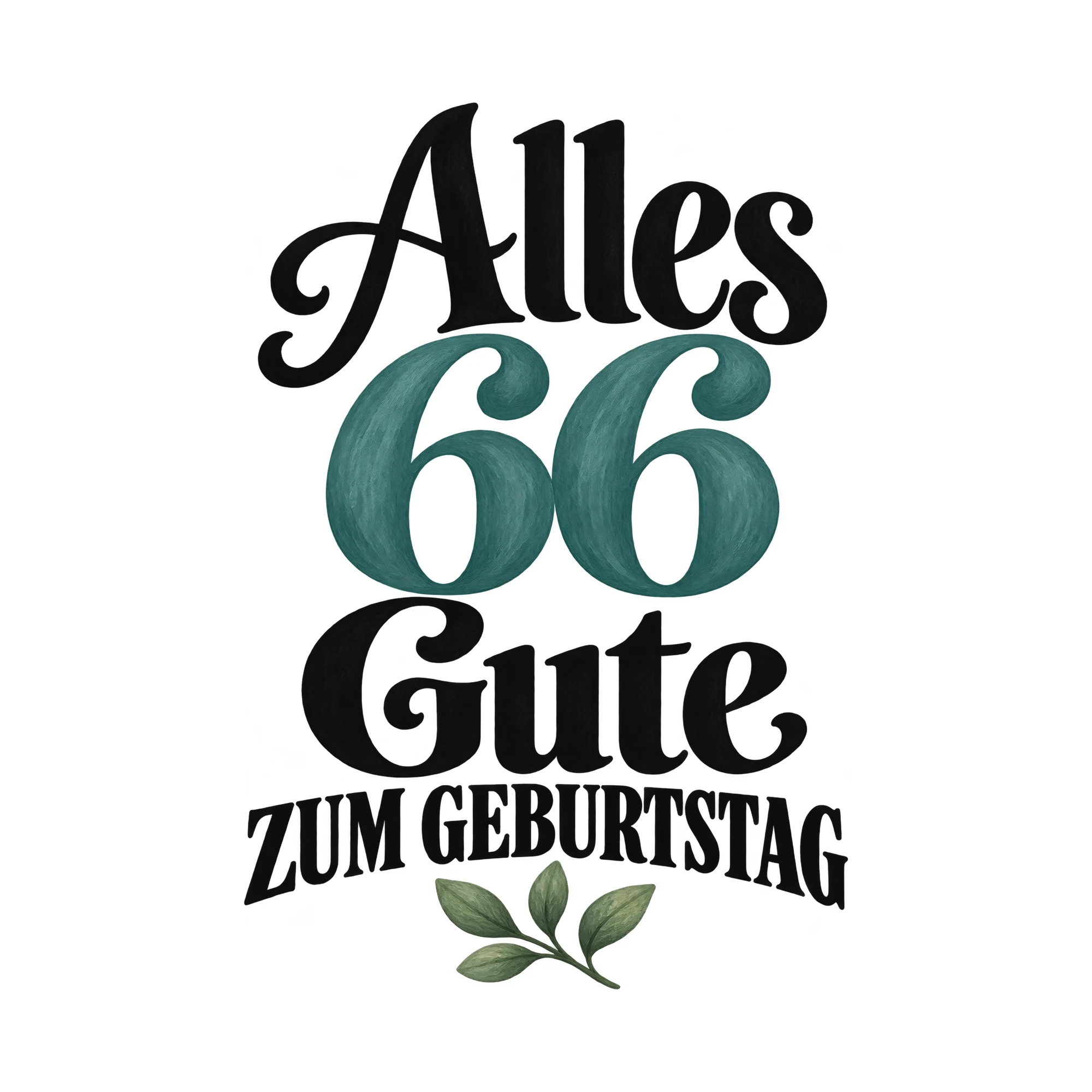 Bügelbild „Alles 66 Gute zum Geburtstag“, Geburtstagsshirt Spruch als Grafik auf weißem Hintergrund (BB015225)