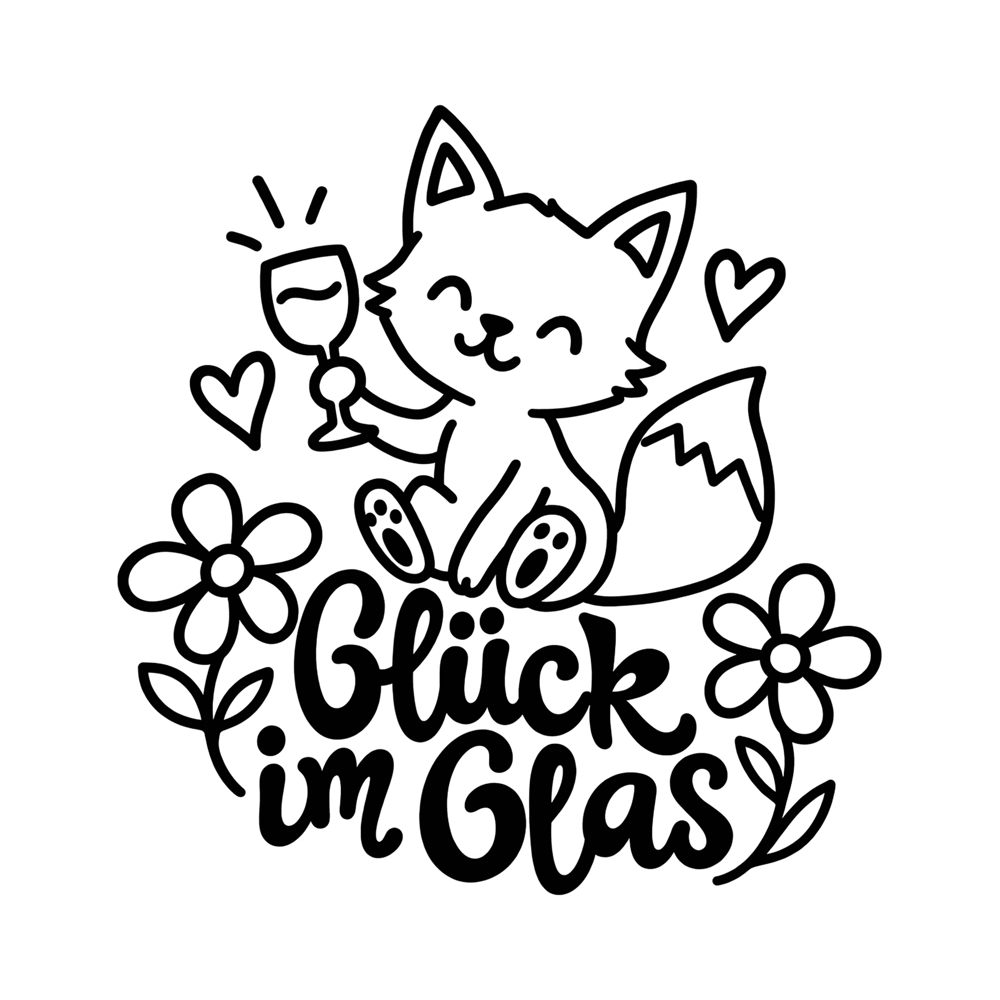 Bügelbild Glück im Glas als Grafik auf weißem Hintergrund (BB011880)