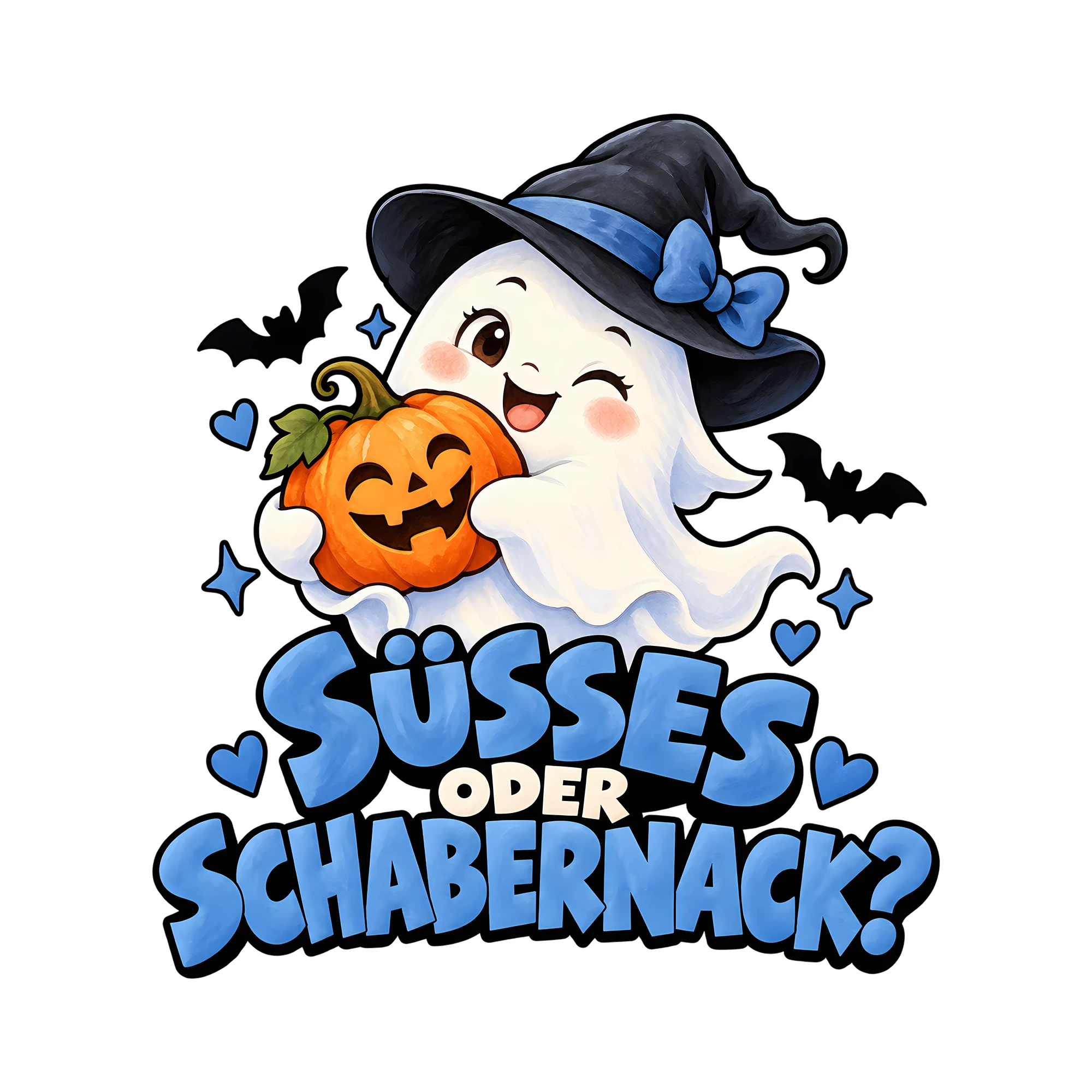 Bügelbild Süßes oder Schabernack? als Grafik auf weißem Hintergrund (BB012617)