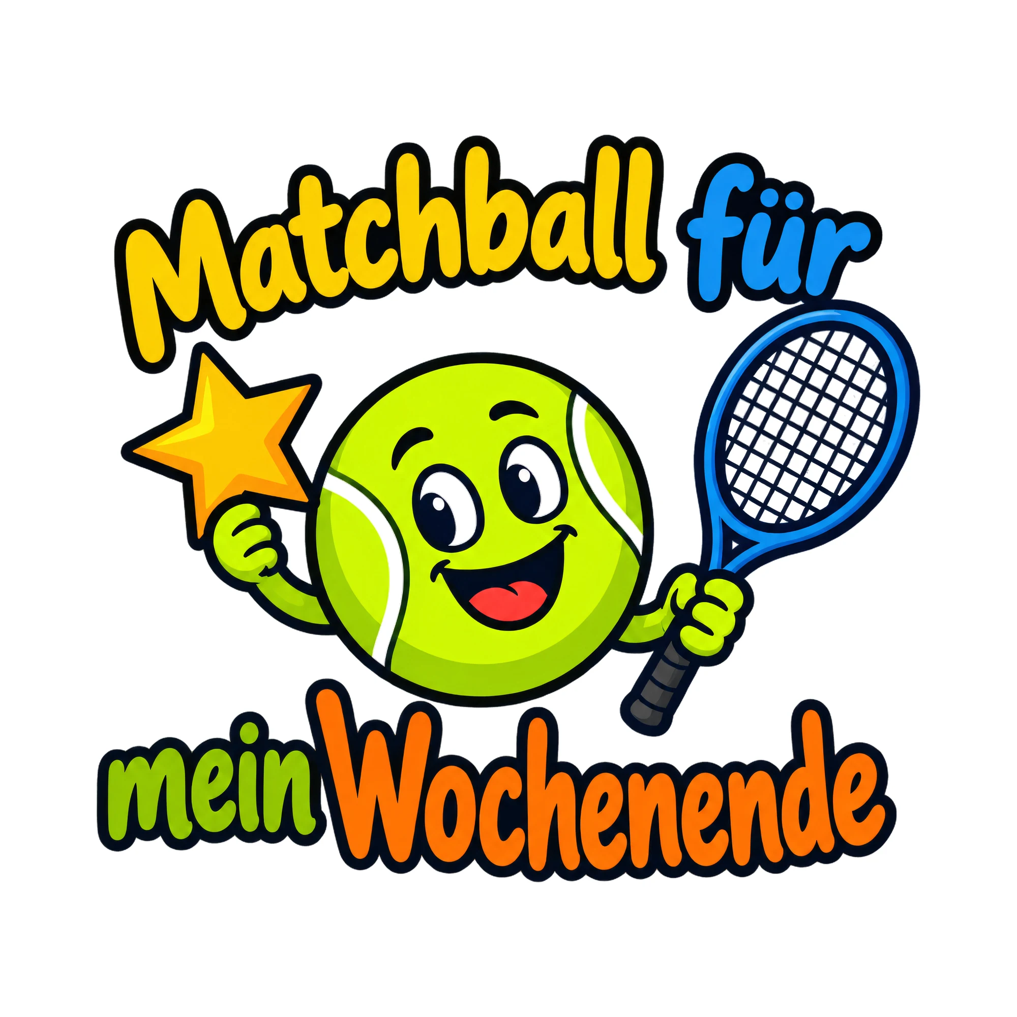 Bügelbild Matchball für mein Wochenende als Grafik auf weißem Hintergrund (BB019439)