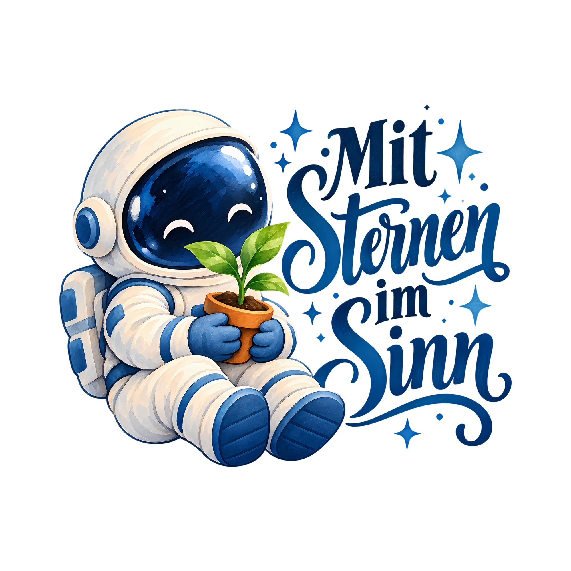 Bügelbild Mit Sternen im Sinn als Grafik auf weißem Hintergrund (BB014479)