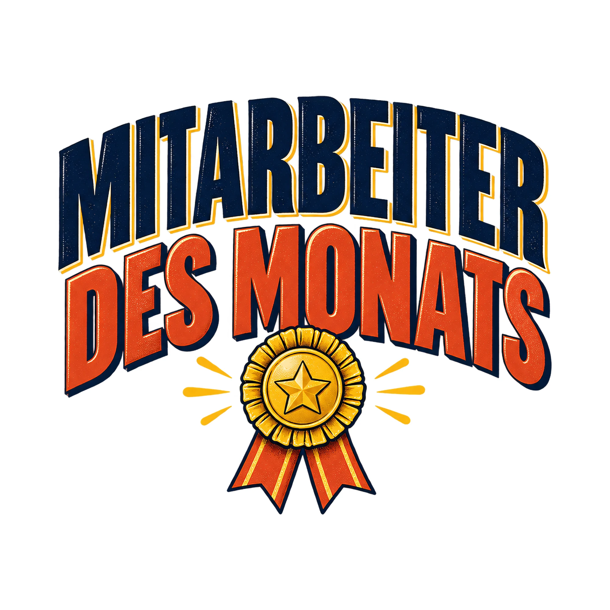 Bügelbild „Mitarbeiter des Monats“, Beruf Shirt Spruch als Grafik auf weißem Hintergrund (BB017531)