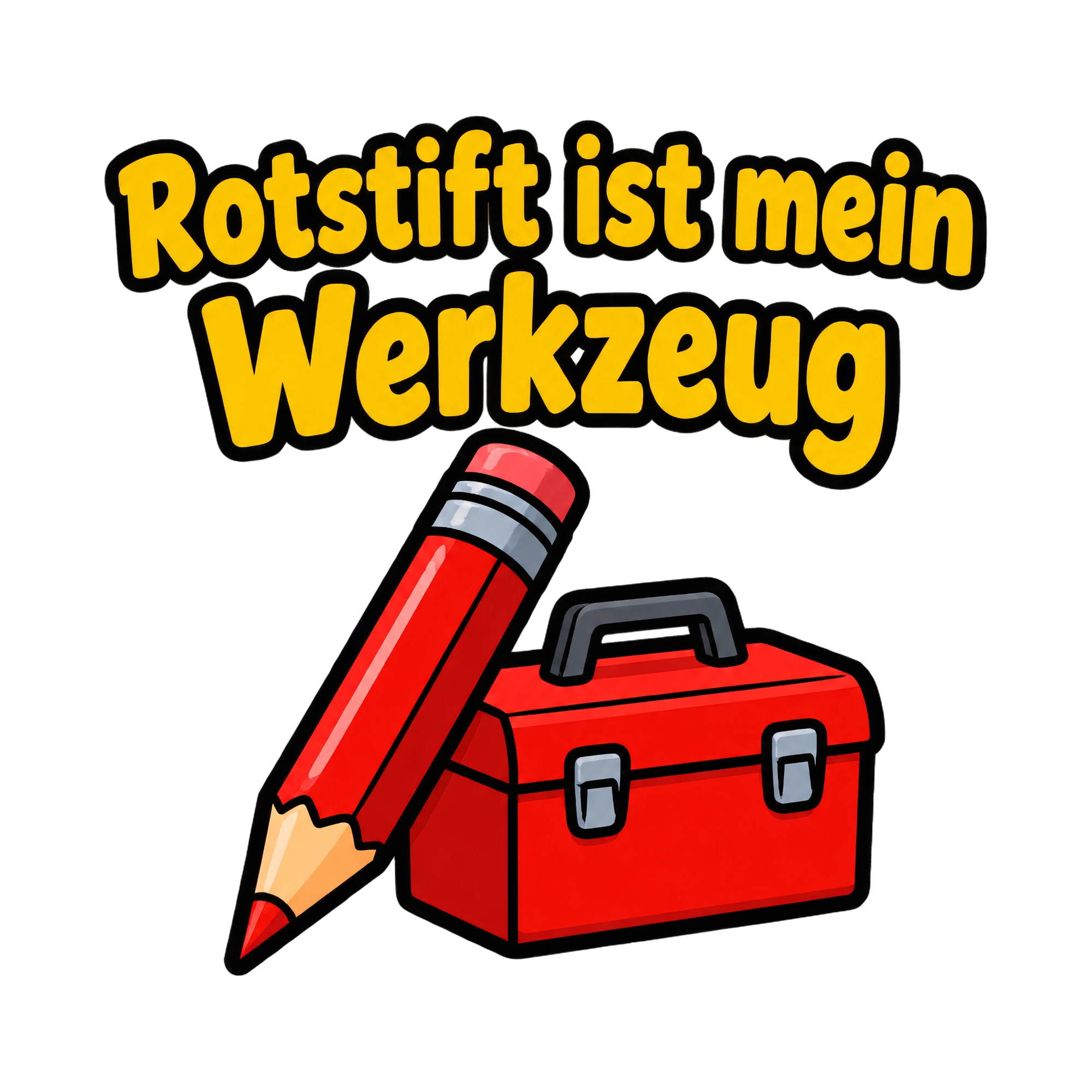 Bügelbild Rotstift ist mein Werkzeug als Grafik auf weißem Hintergrund (BB020332)