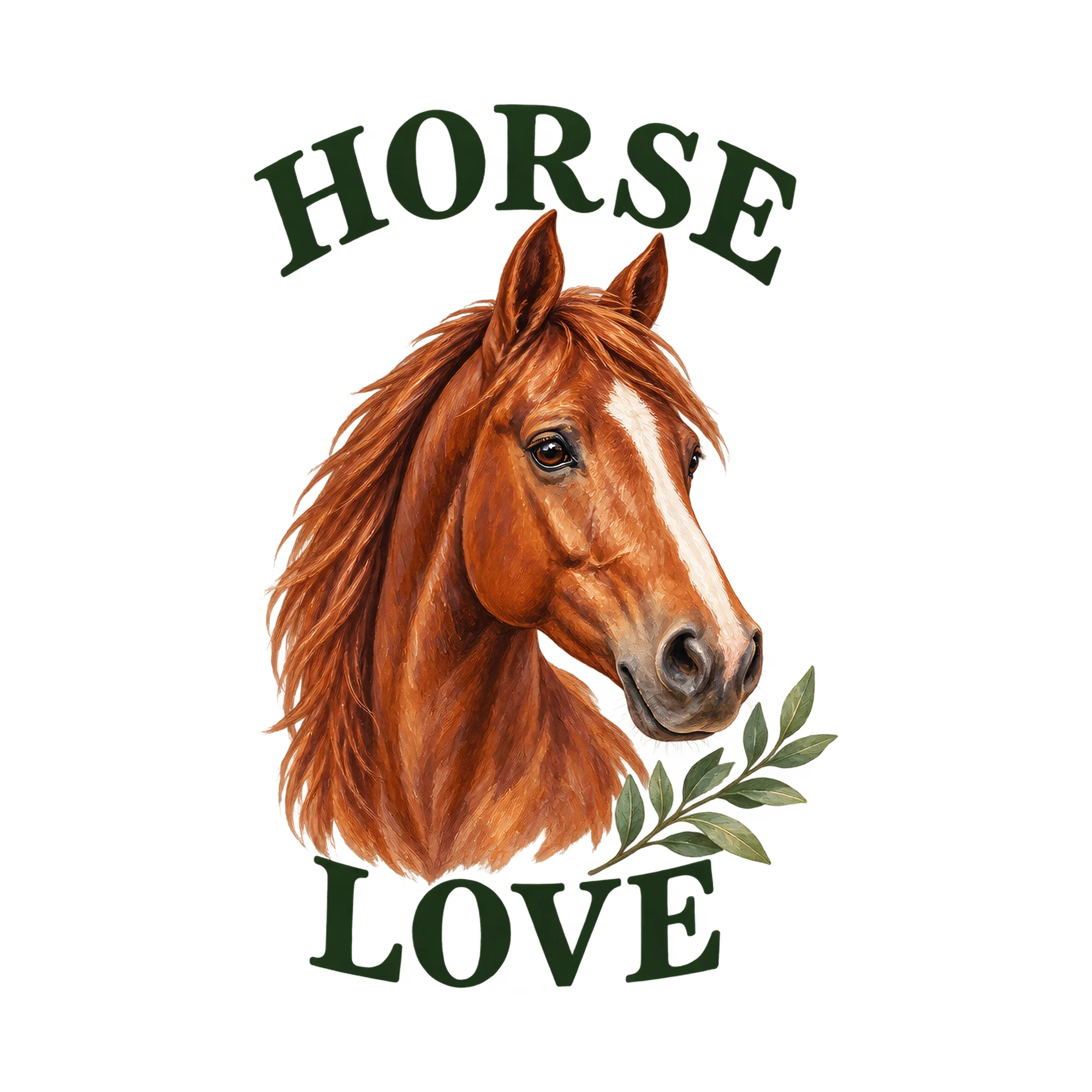 Bügelbild Horse Love, Familienshirt Spruch als Grafik auf weißem Hintergrund (BB017826)
