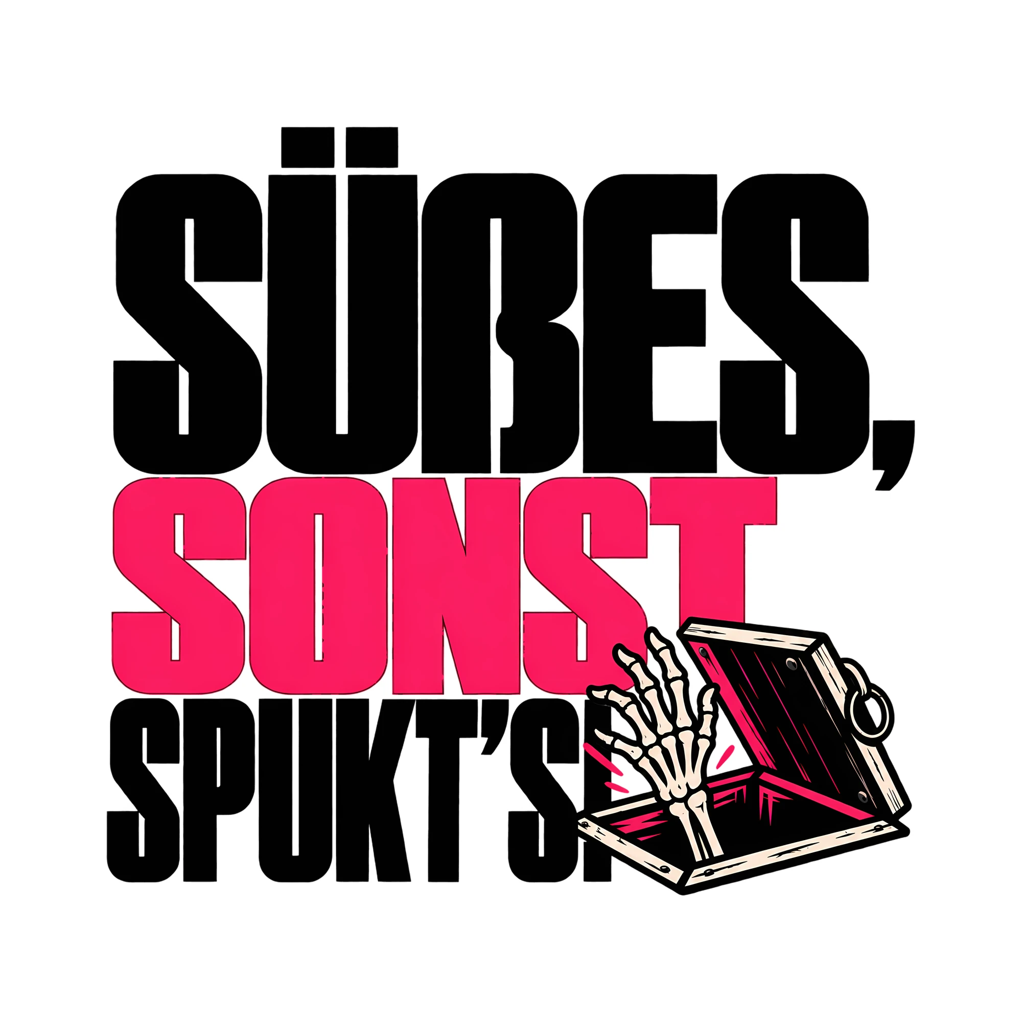 Bügelbild Süßes, sonst spukt’s! als Grafik auf weißem Hintergrund (BB012609)