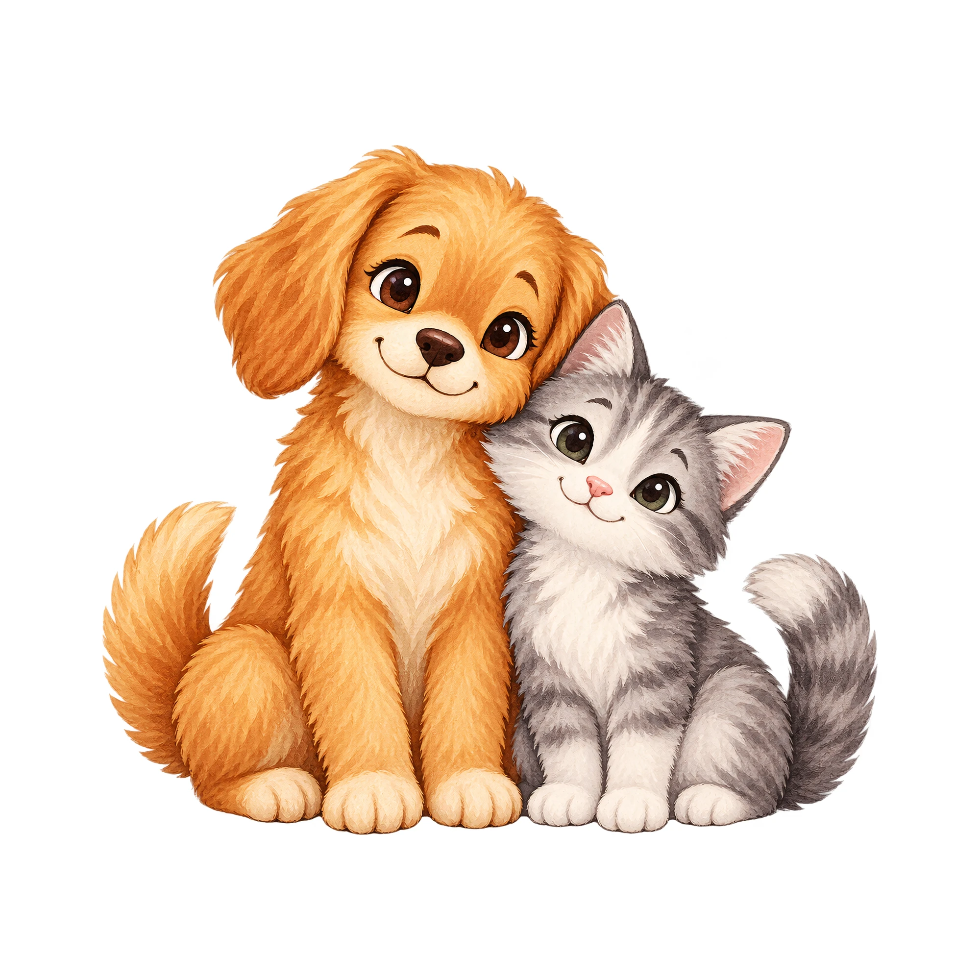 Bügelbild Cat And Dog | Tiere Shirt Motiv als Grafik auf weißem Hintergrund (BB016137)