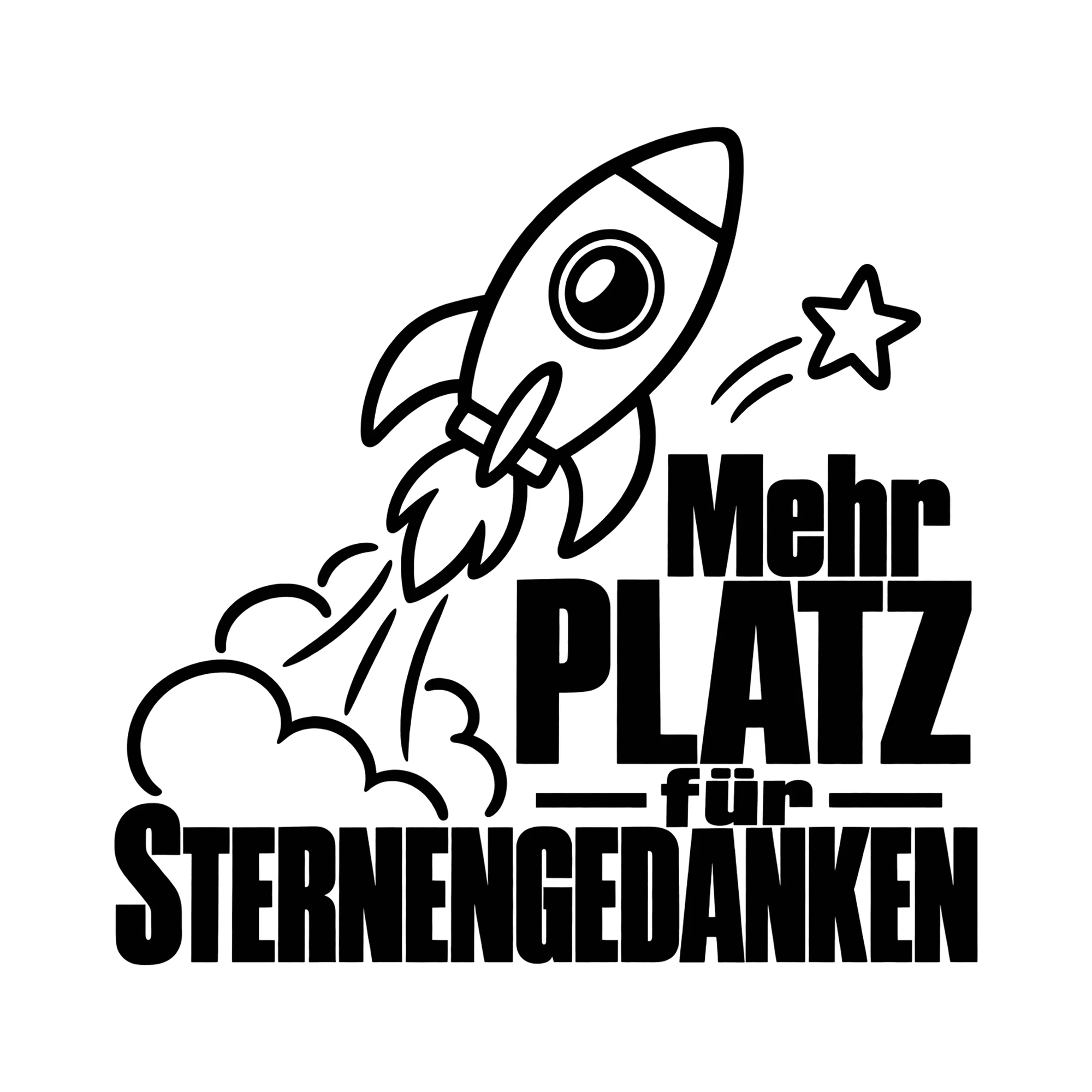 Bügelbild Mehr Platz für Sternengedanken als Grafik auf weißem Hintergrund (BB014543)