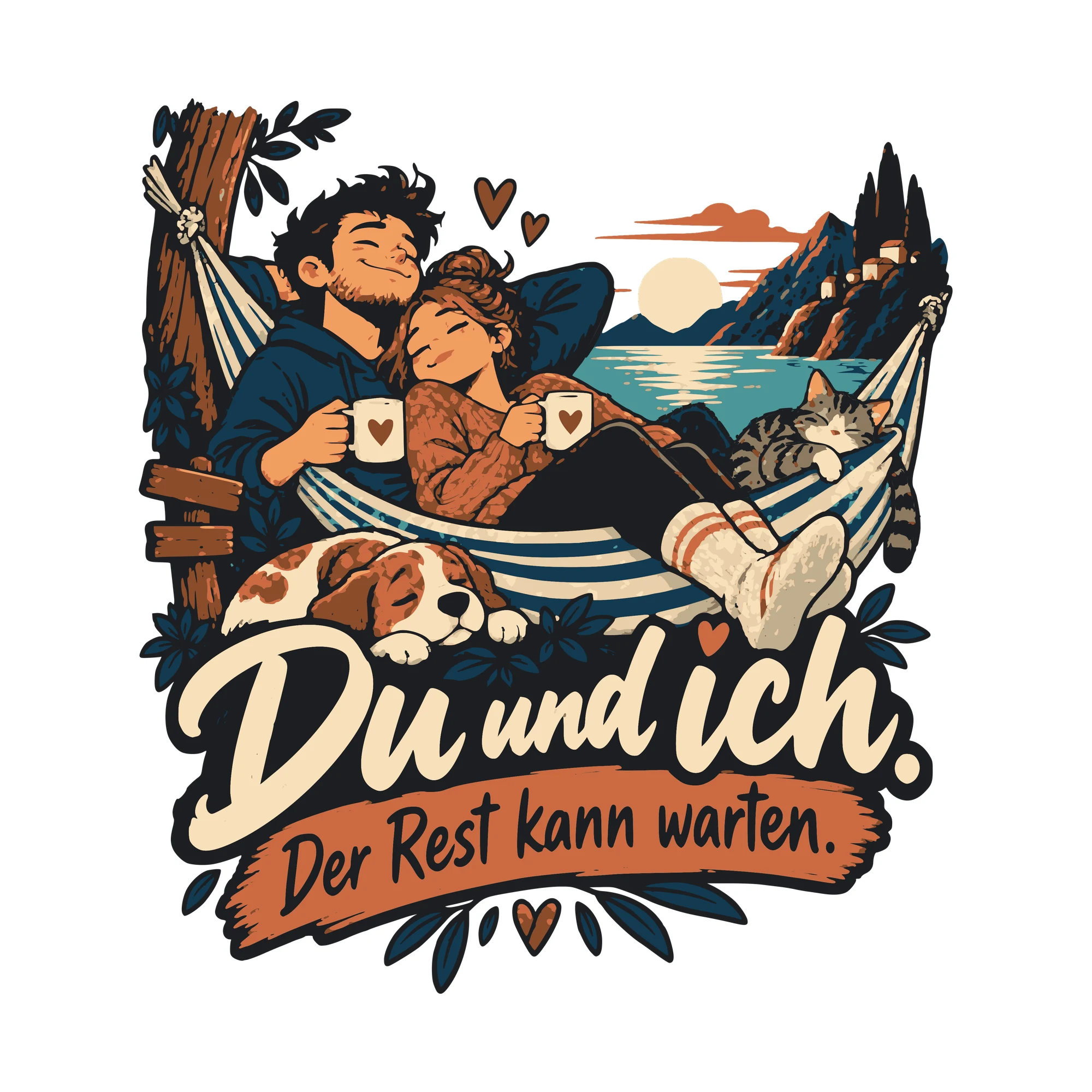 Bügelbild Du und ich. Der Rest kann warten. als Grafik auf weißem Hintergrund (BB011322)