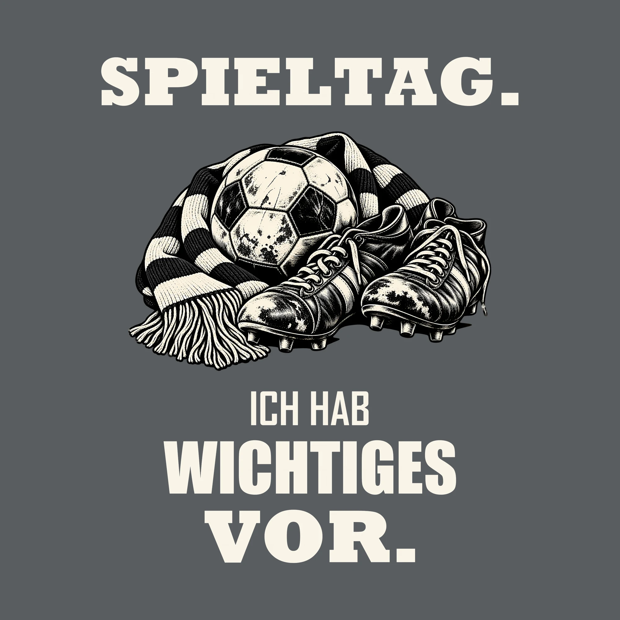 Bügelbild SPIELTAG. ICH HAB WICHTIGES VOR. als Grafik auf dunklem Hintergrund (BB013696)
