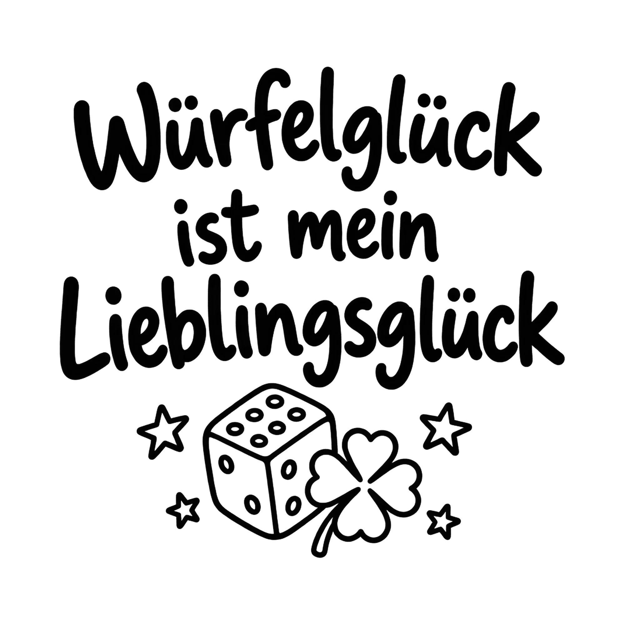 Bügelbild Würfelglück ist mein Lieblingsglück als Grafik auf weißem Hintergrund (BB019367)