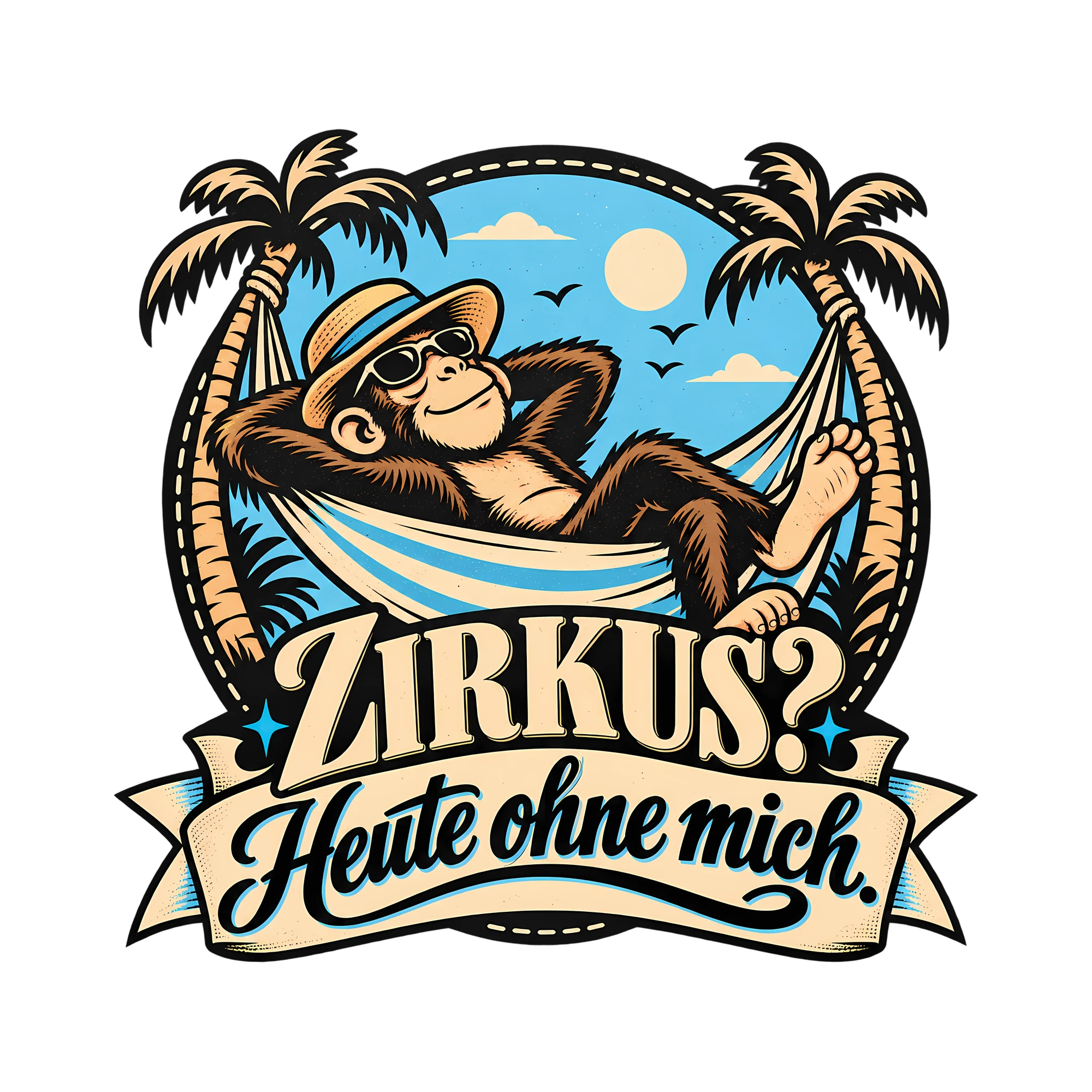 Bügelbild Zirkus? Heute ohne mich. als Grafik auf weißem Hintergrund (BB012890)