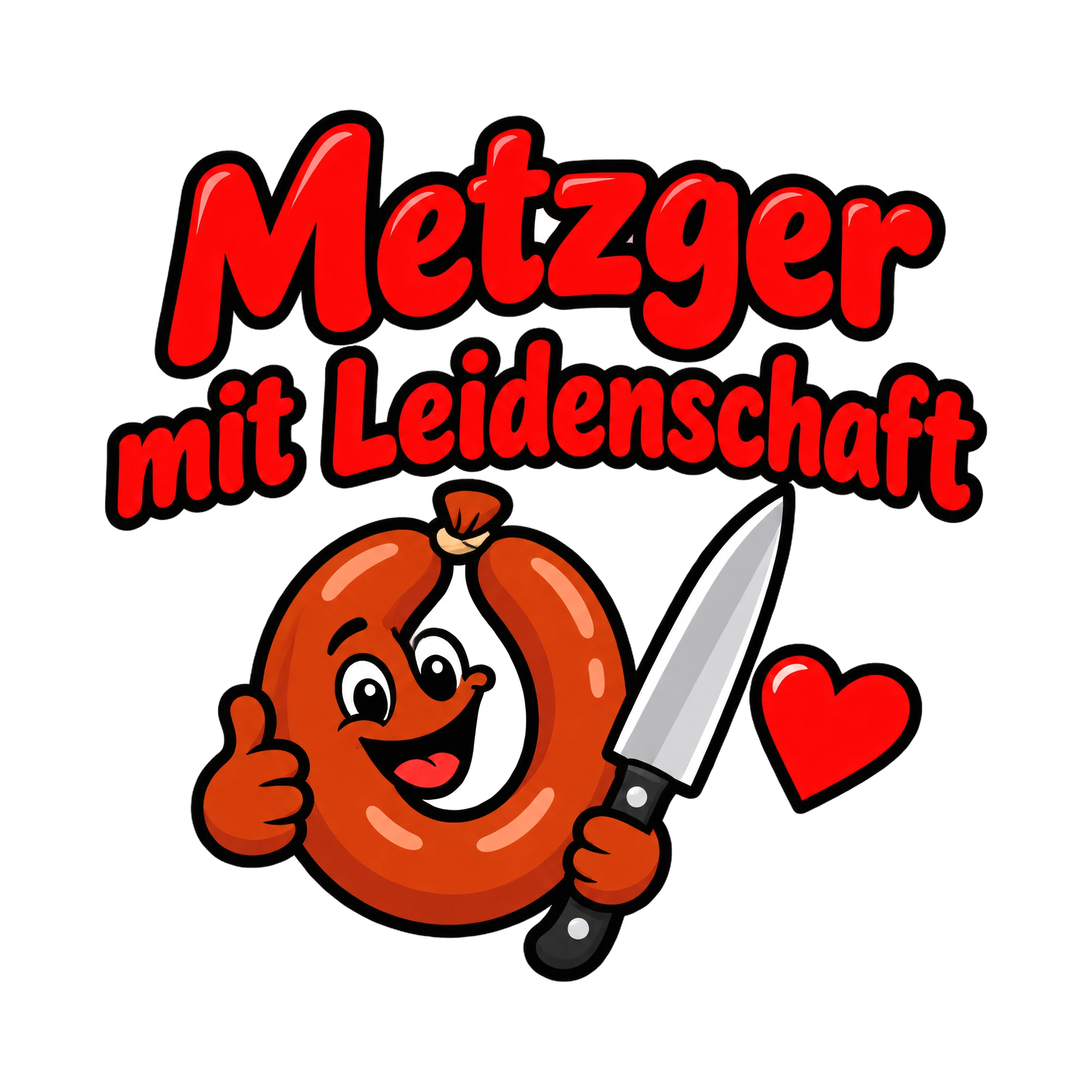 Bügelbild Metzger mit Leidenschaft als Grafik auf weißem Hintergrund (BB018638)