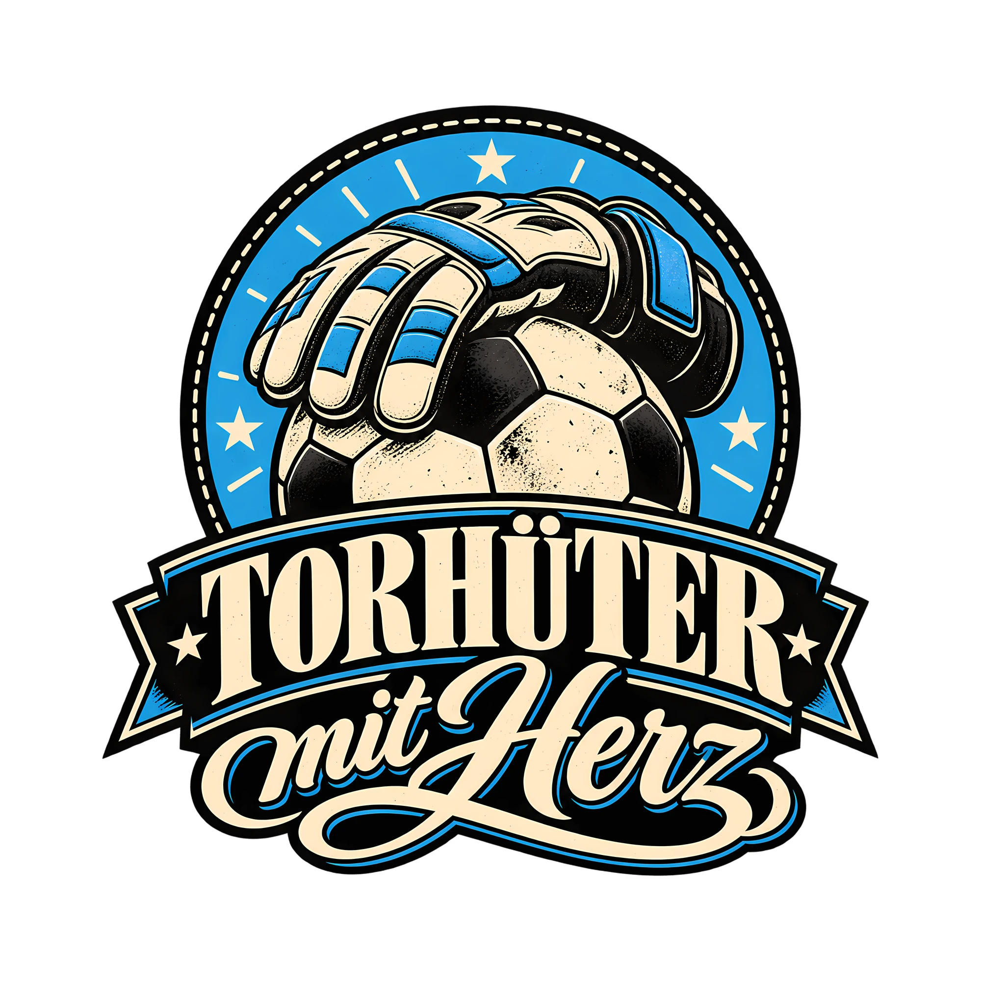 Bügelbild Torhüter mit Herz als Grafik auf weißem Hintergrund (BB013753)