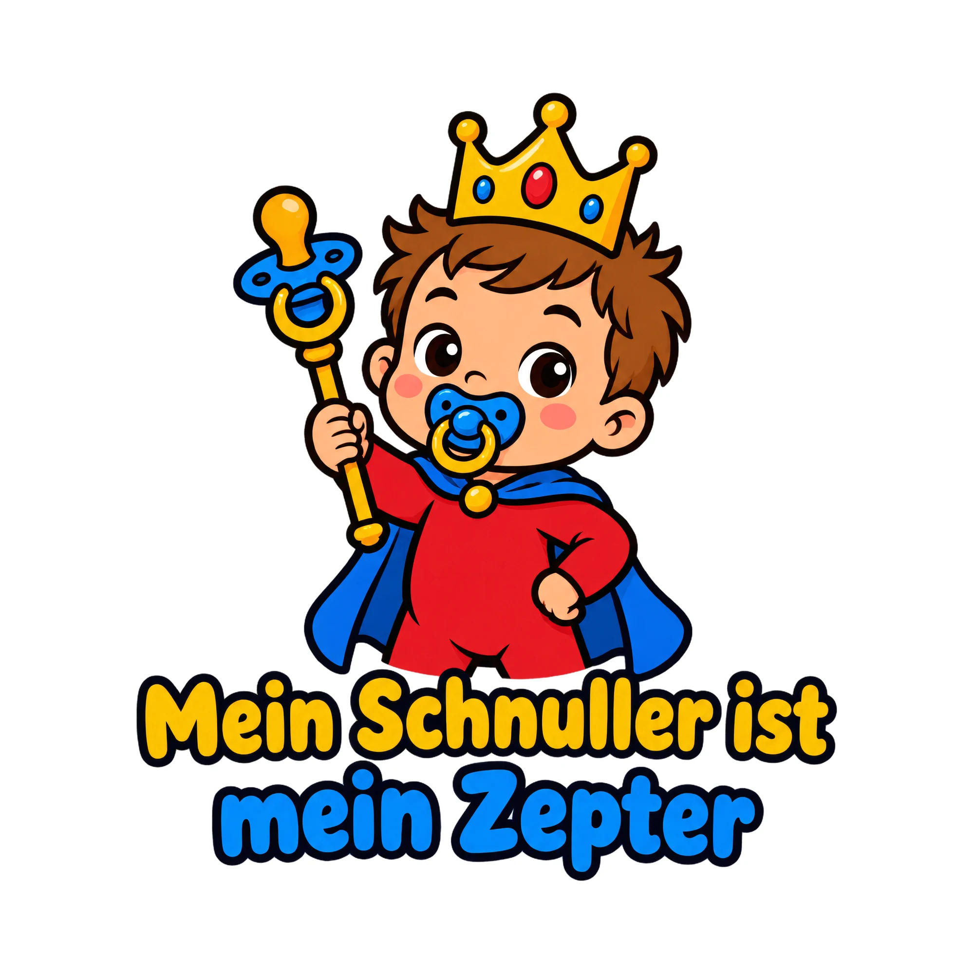 Bügelbild Mein Schnuller ist mein Zepter als Grafik auf weißem Hintergrund (BB020027)