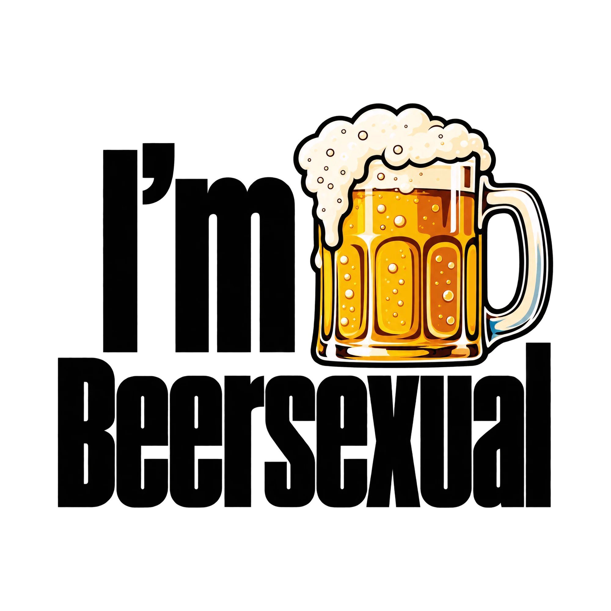 Bügelbild I'm Beersexual, Party Shirt Spruch als Grafik auf weißem Hintergrund (BB015025)