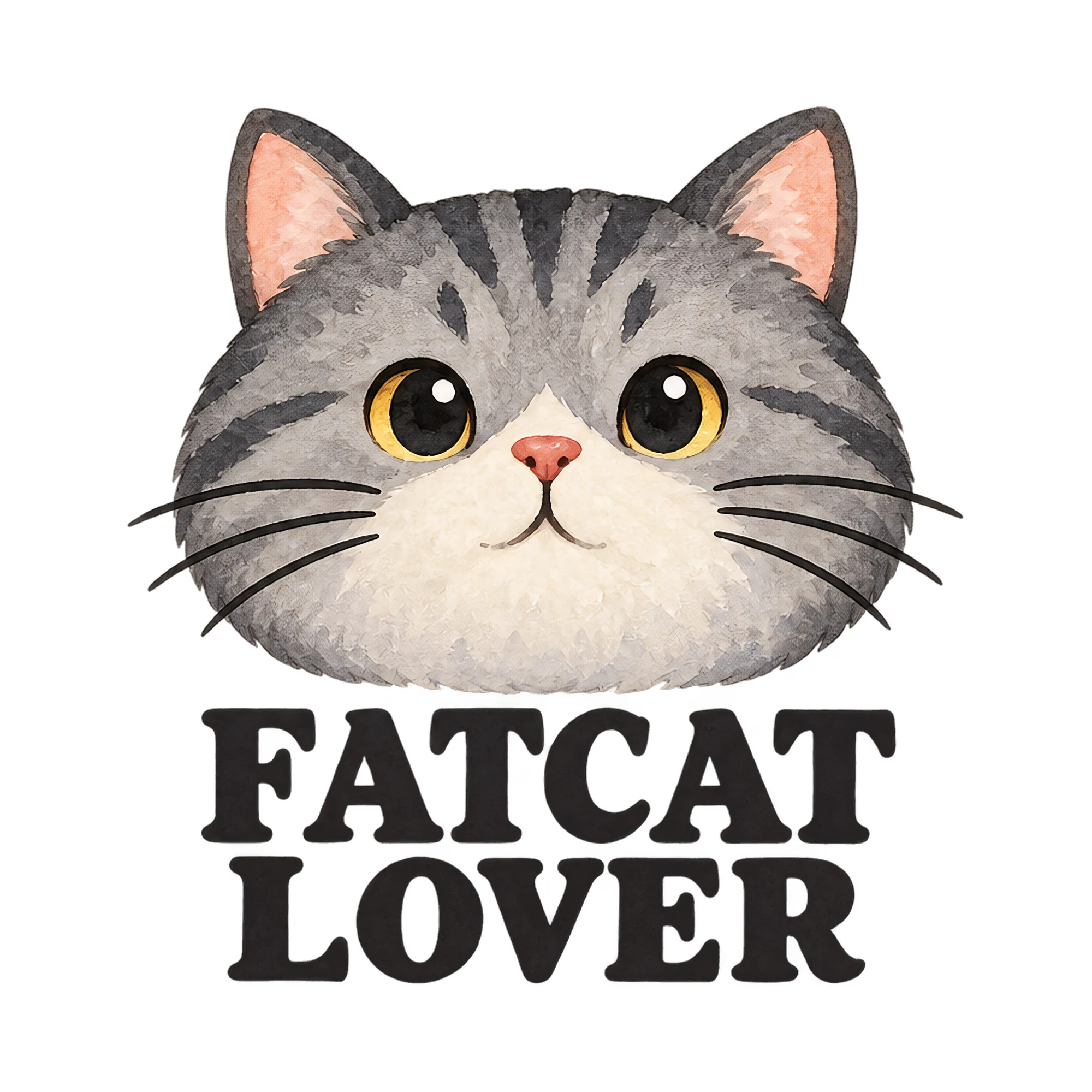Bügelbild Fatcat Lover, Lustiger Shirt Spruch als Grafik auf weißem Hintergrund (BB017756)