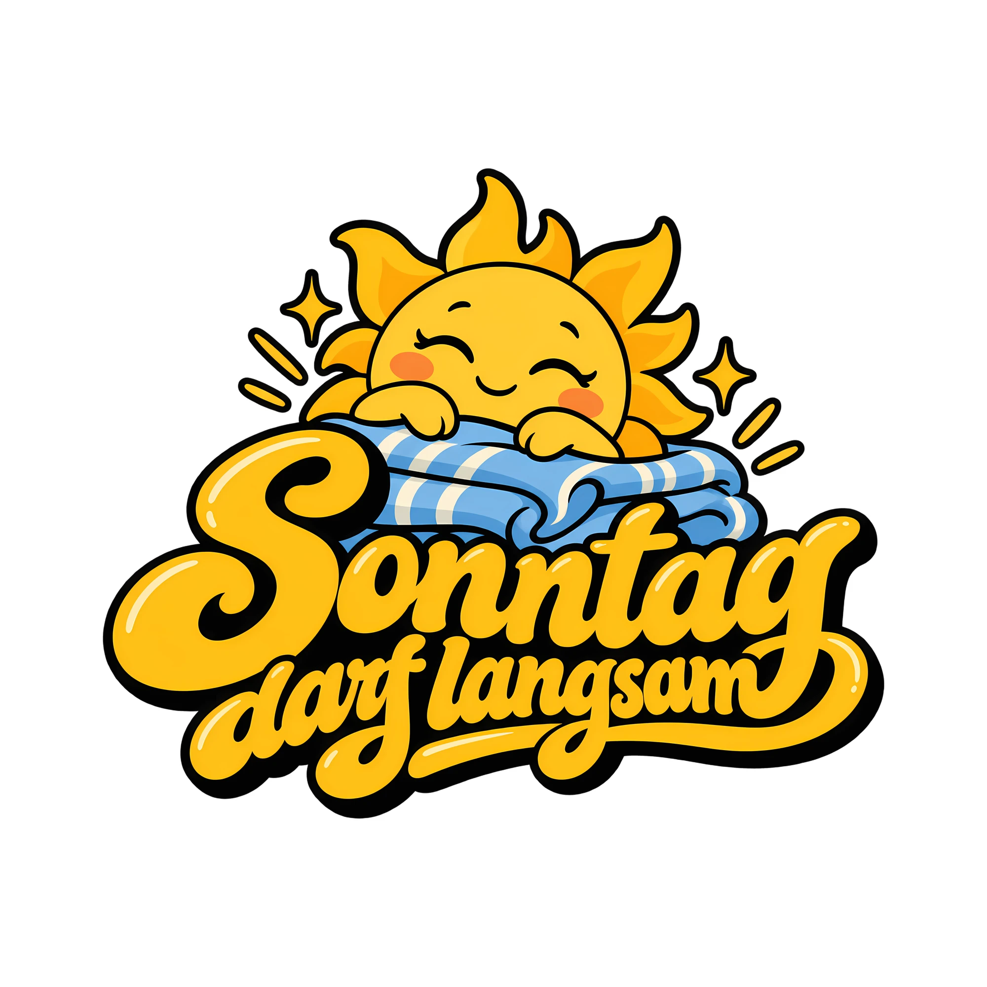 Bügelbild Sonntag darf langsam als Grafik auf weißem Hintergrund (BB014227)