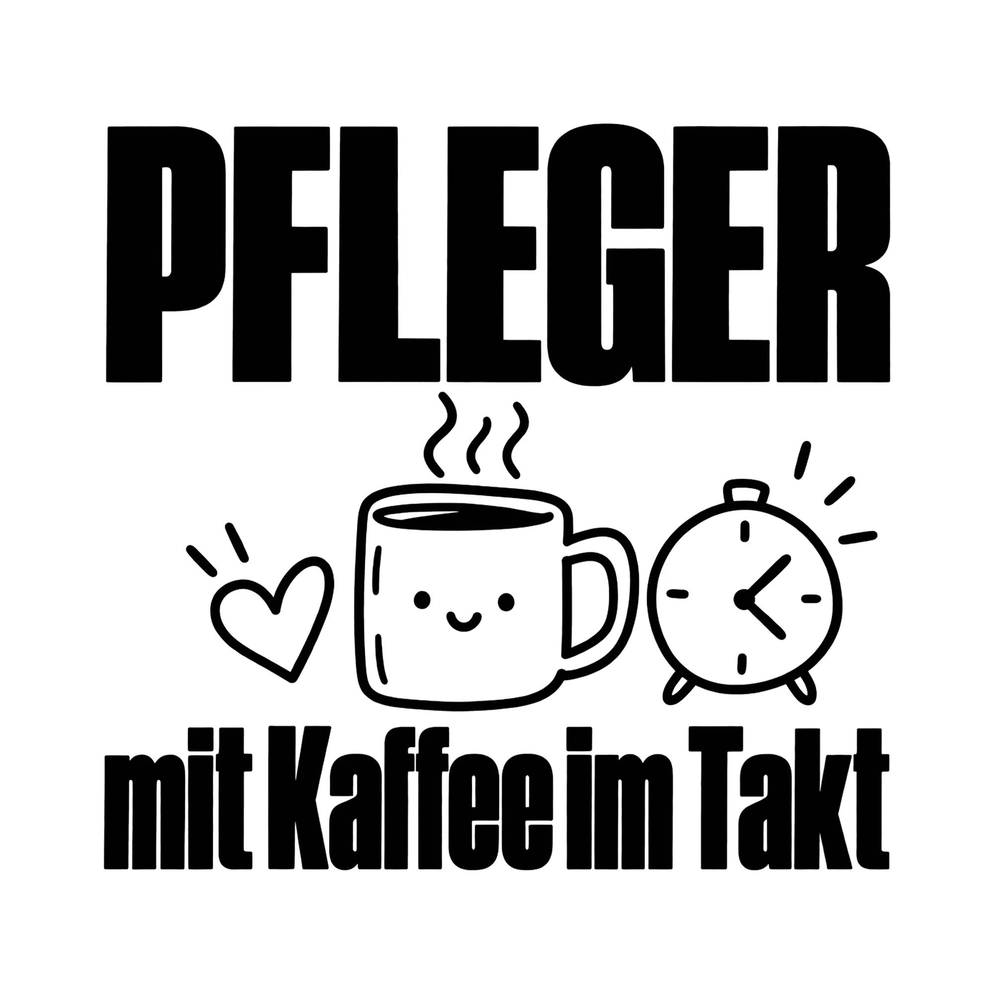 Bügelbild Pfleger mit Kaffee im Takt als Grafik auf weißem Hintergrund (BB012214)
