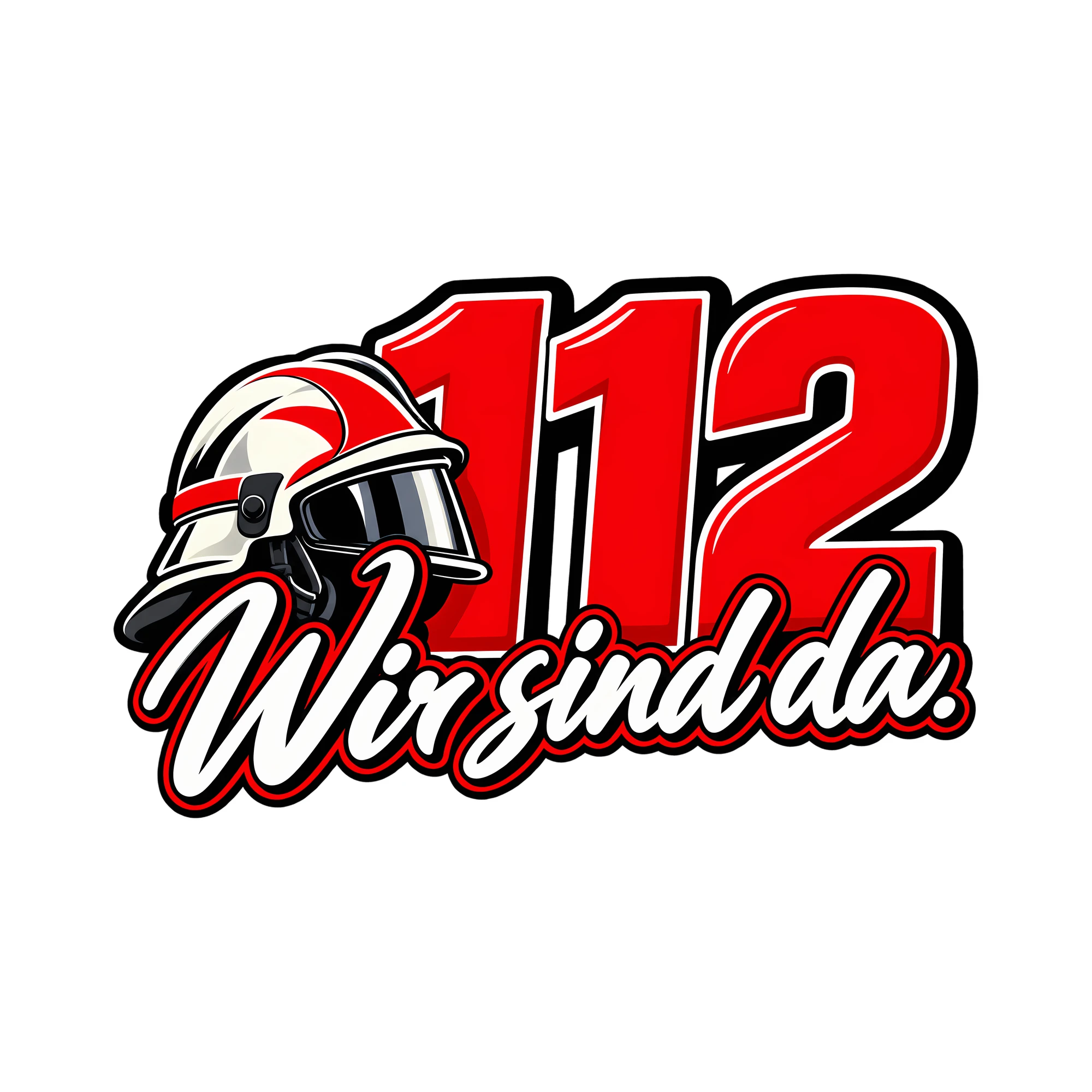 Bügelbild 112 Wir sind da. als Grafik auf weißem Hintergrund (BB014170)