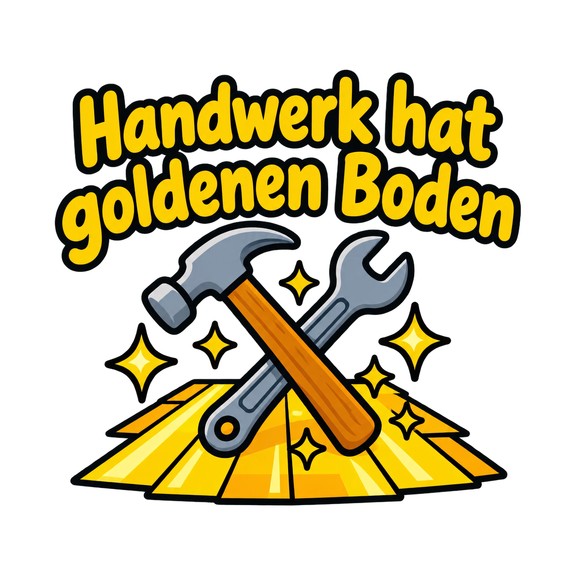 Bügelbild Handwerk hat goldenen Boden als Grafik auf weißem Hintergrund (BB018644)
