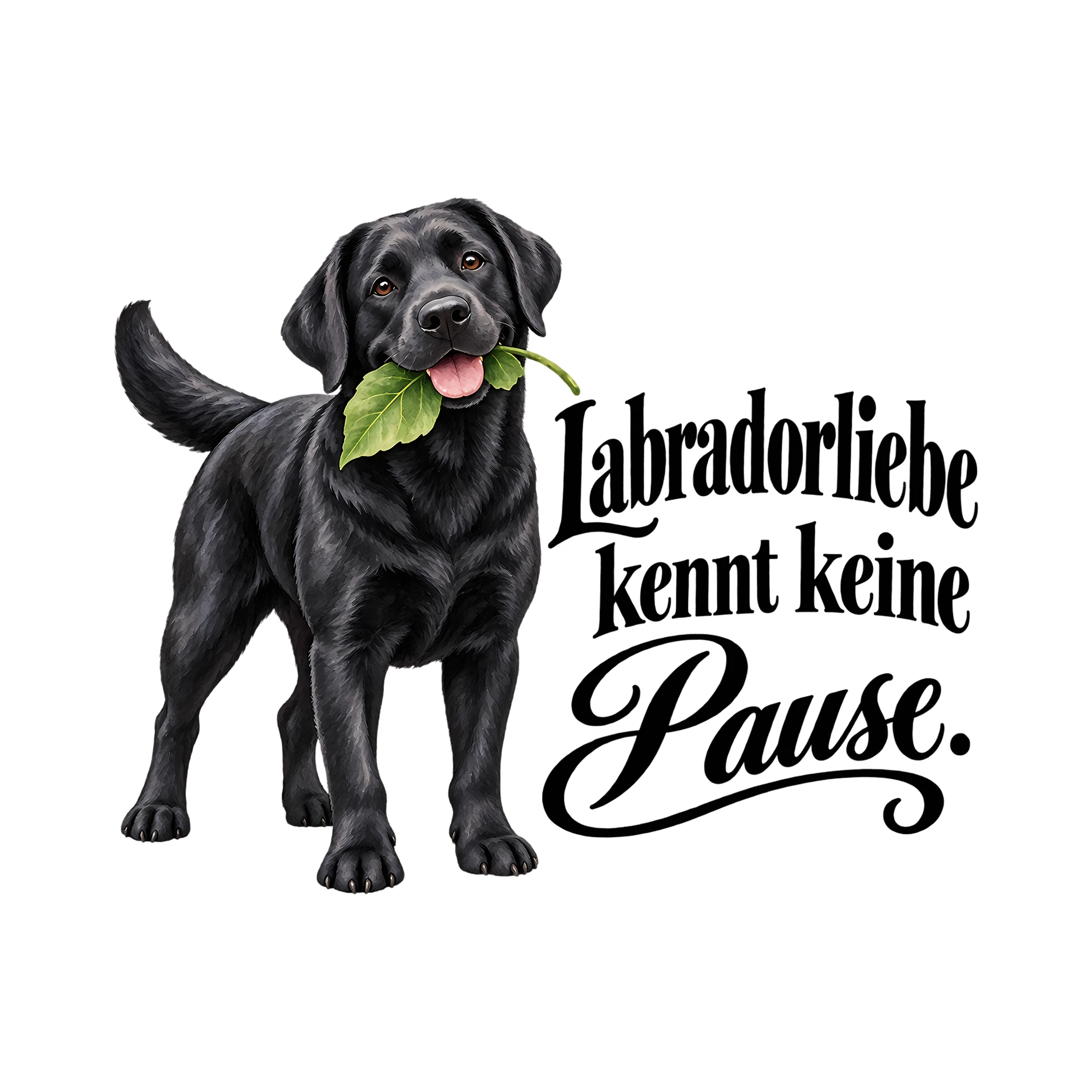 Bügelbild Labradorliebe kennt keine Pause als Grafik auf weißem Hintergrund (BB013546)