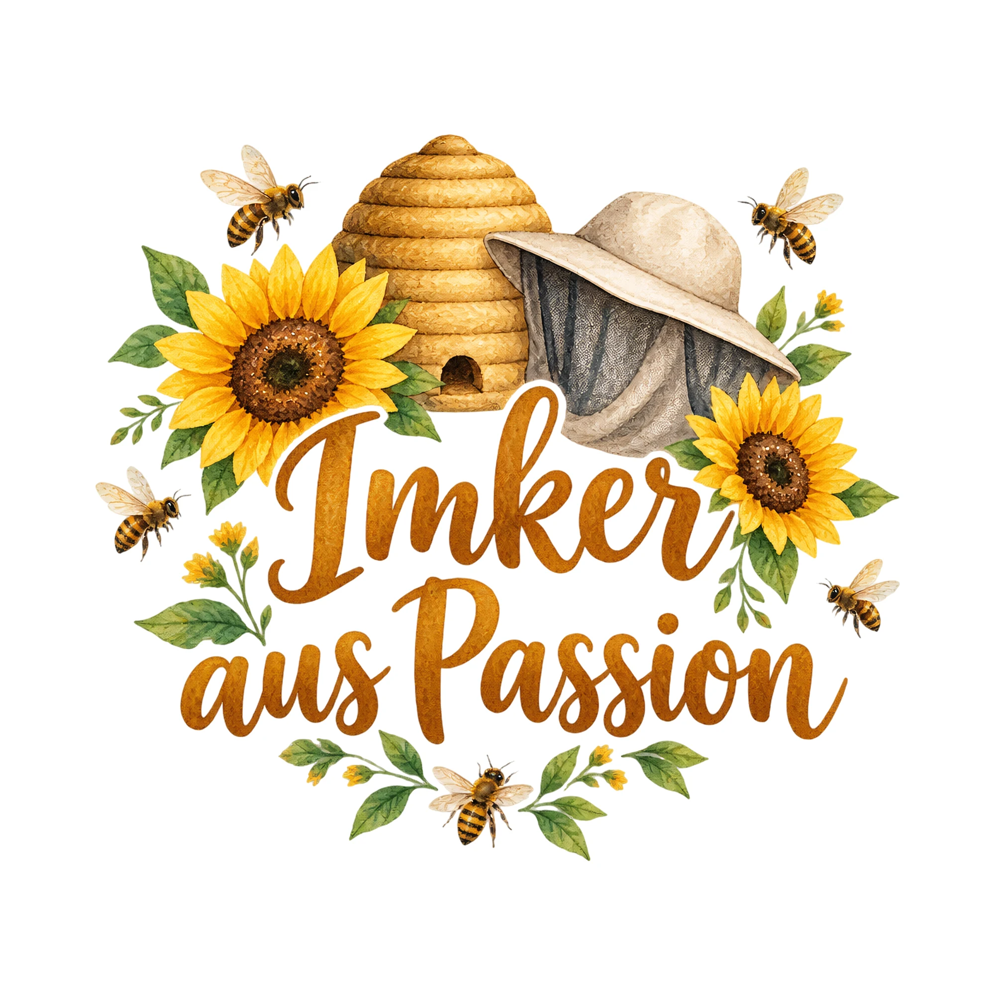 Bügelbild Imker aus Passion als Grafik auf weißem Hintergrund (BB019313)