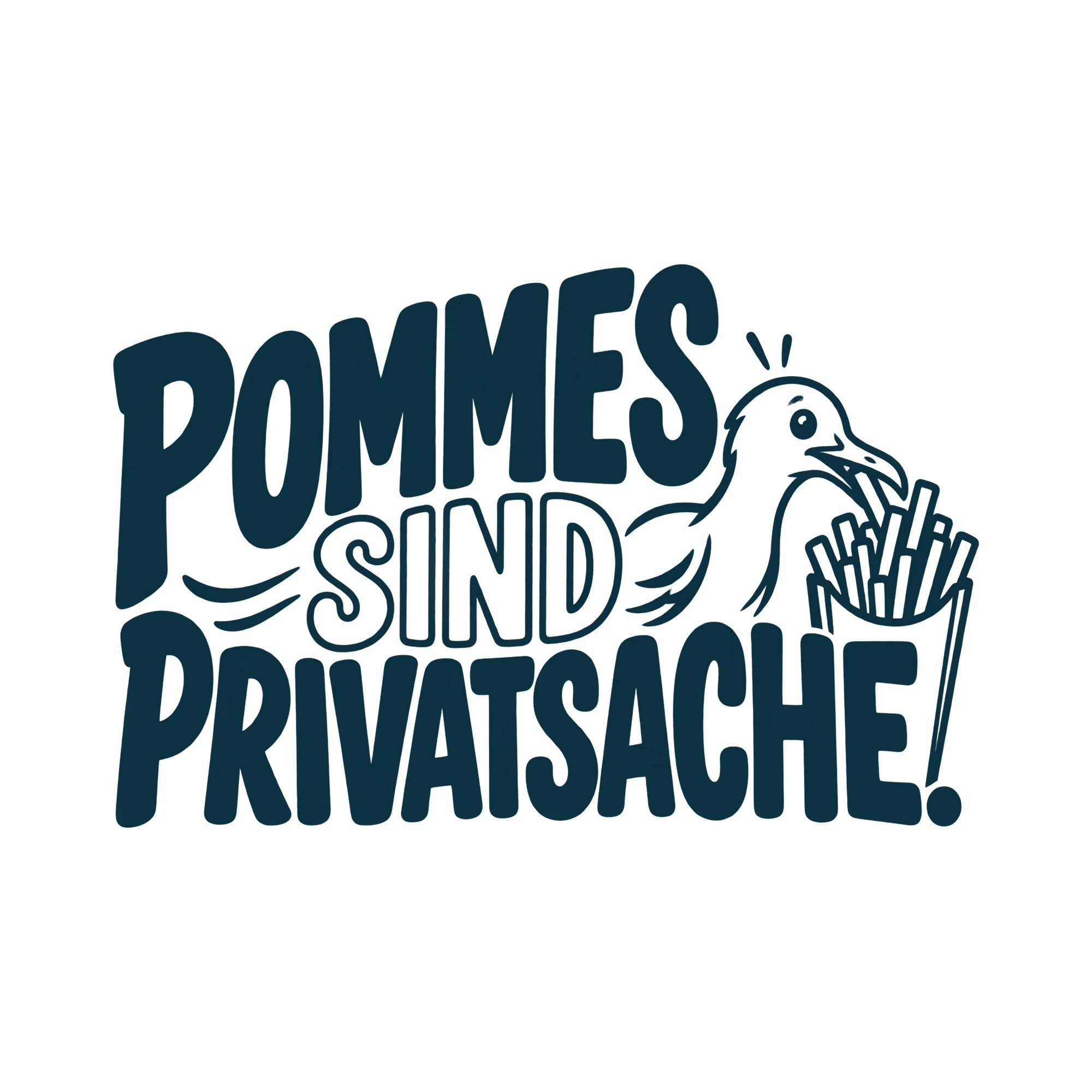 Bügelbild POMMES SIND PRIVATSACHE. als Grafik auf weißem Hintergrund (BB013979)