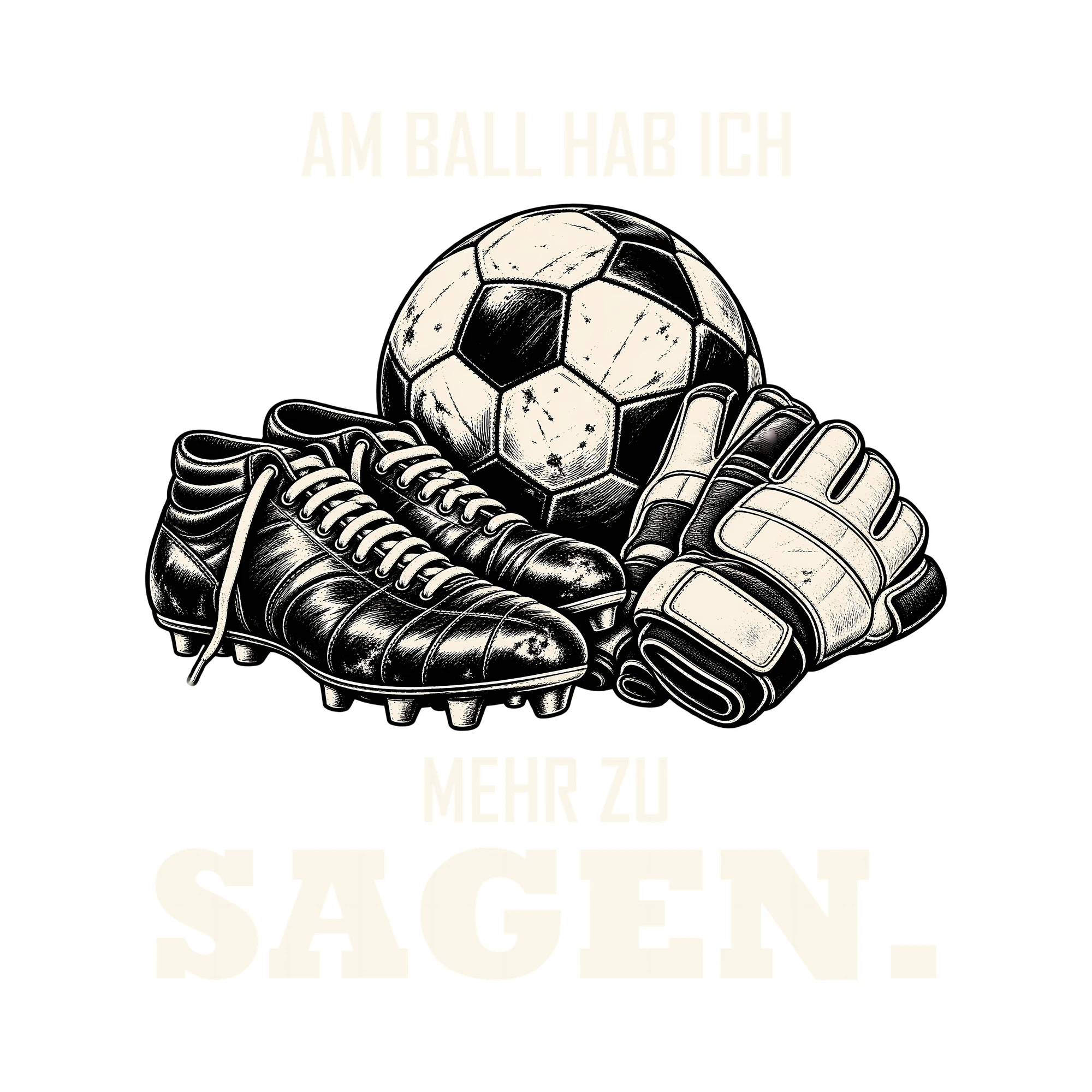 Bügelbild AM BALL HAB ICH MEHR ZU SAGEN. als Grafik auf weißem Hintergrund (BB013698)