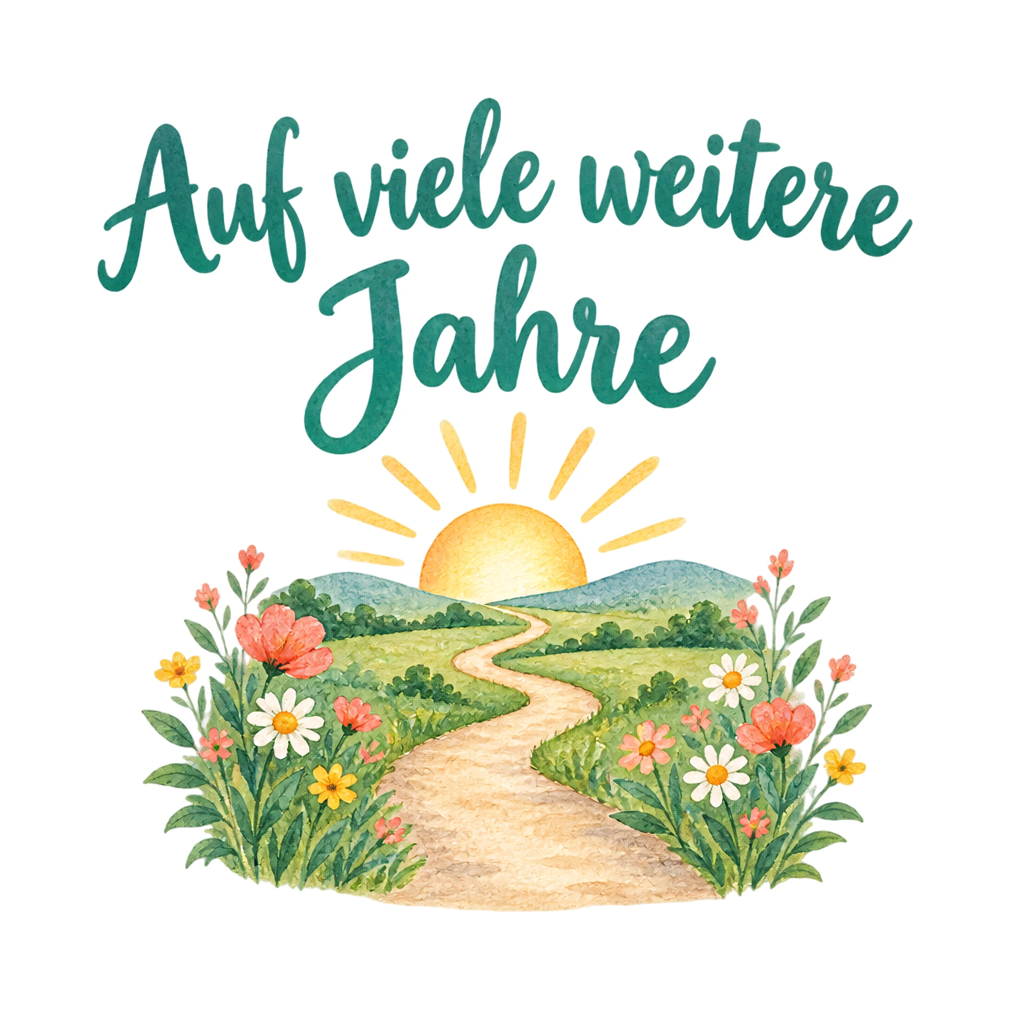 Bügelbild Auf viele weitere Jahre als Grafik auf weißem Hintergrund (BB020567)