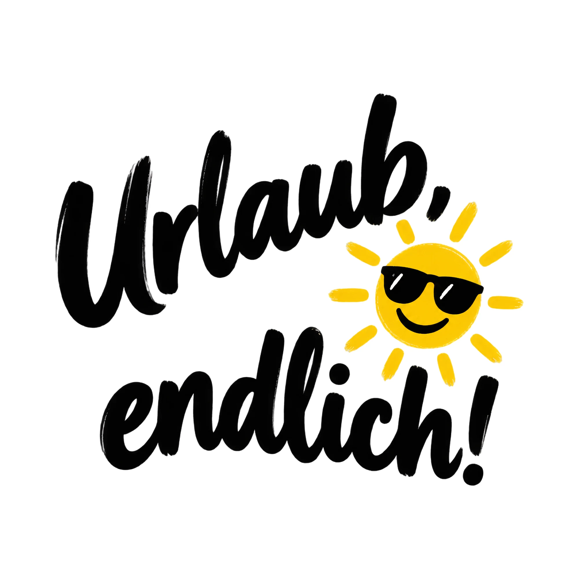 Bügelbild Urlaub, endlich!, Party Shirt Spruch als Grafik auf weißem Hintergrund (BB017053)