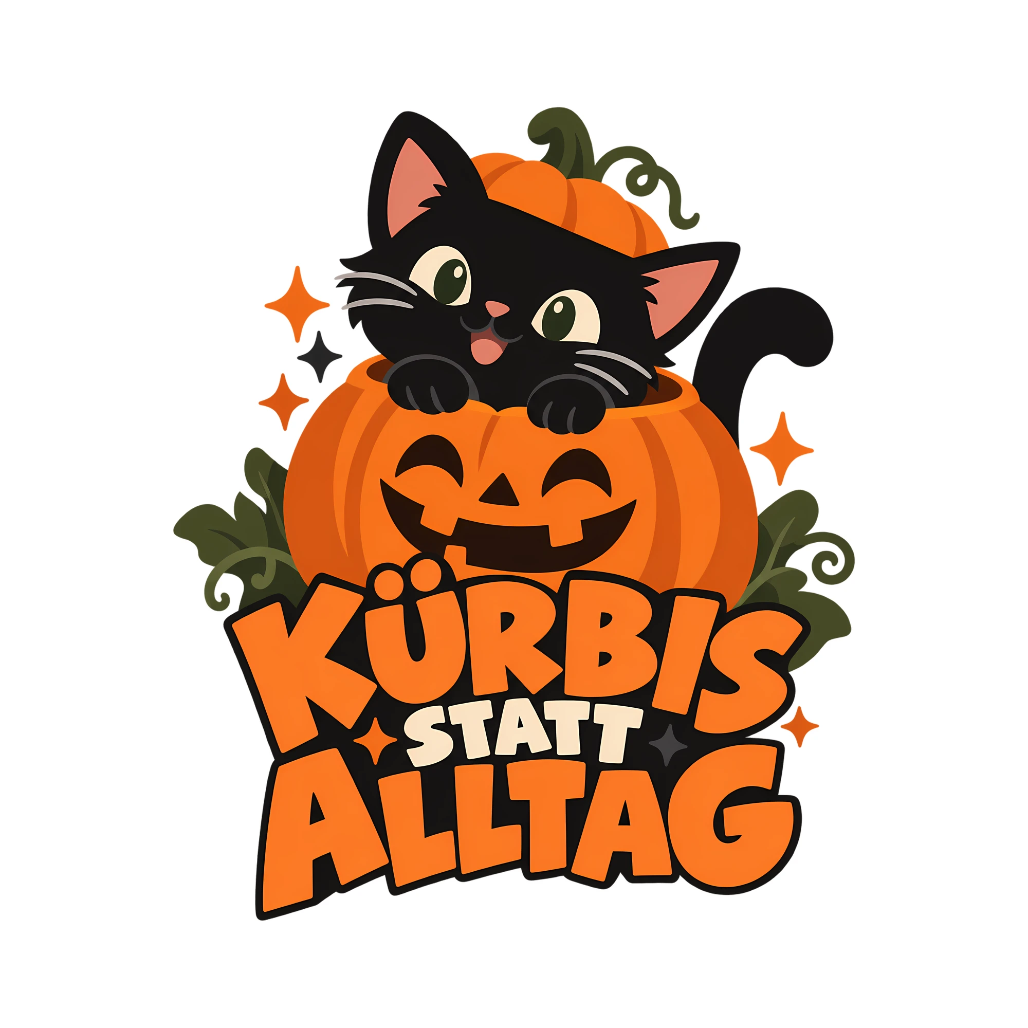 Bügelbild Kürbis statt Alltag als Grafik auf weißem Hintergrund (BB012620)