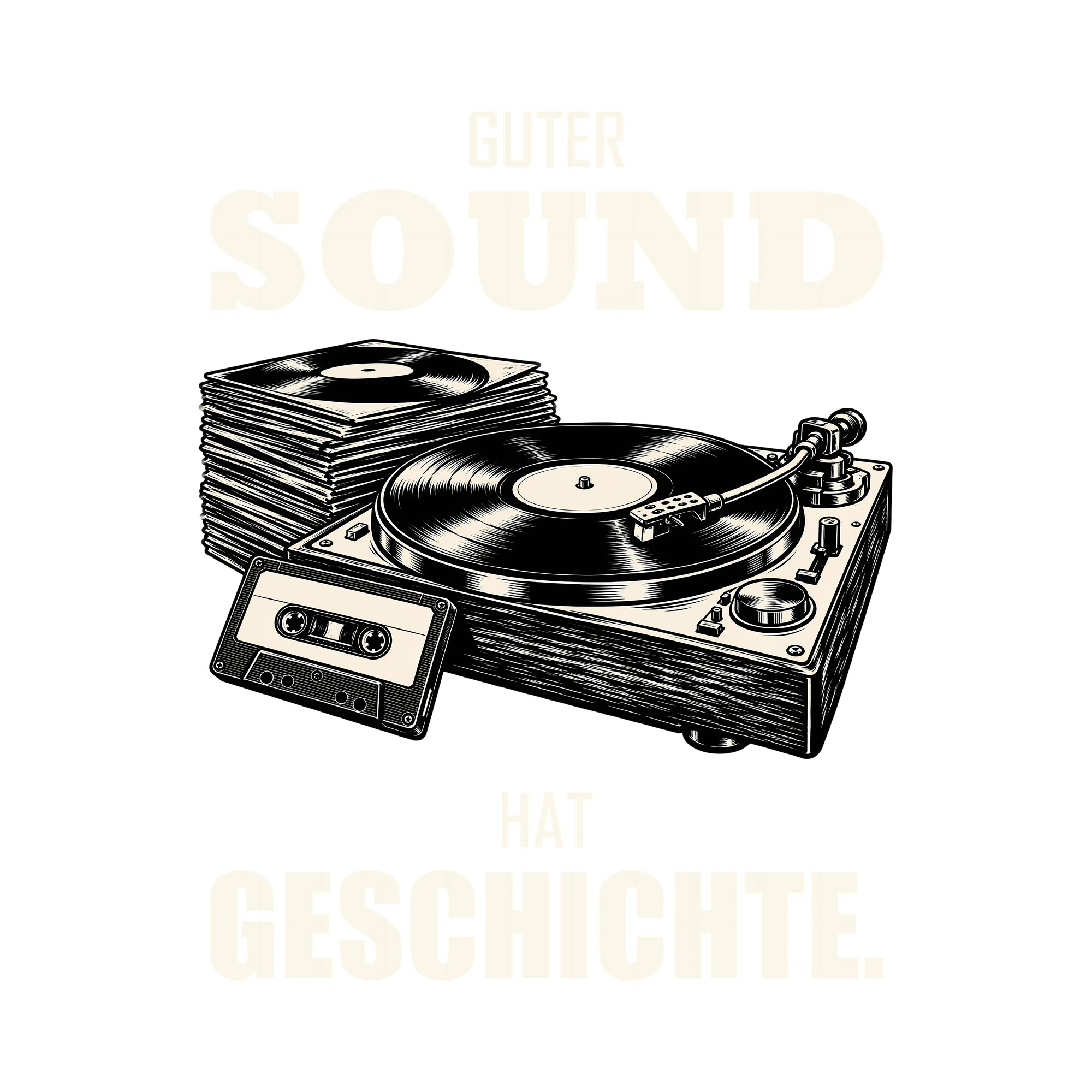 Bügelbild GUTER SOUND HAT GESCHICHTE. als Grafik auf weißem Hintergrund (BB012715)