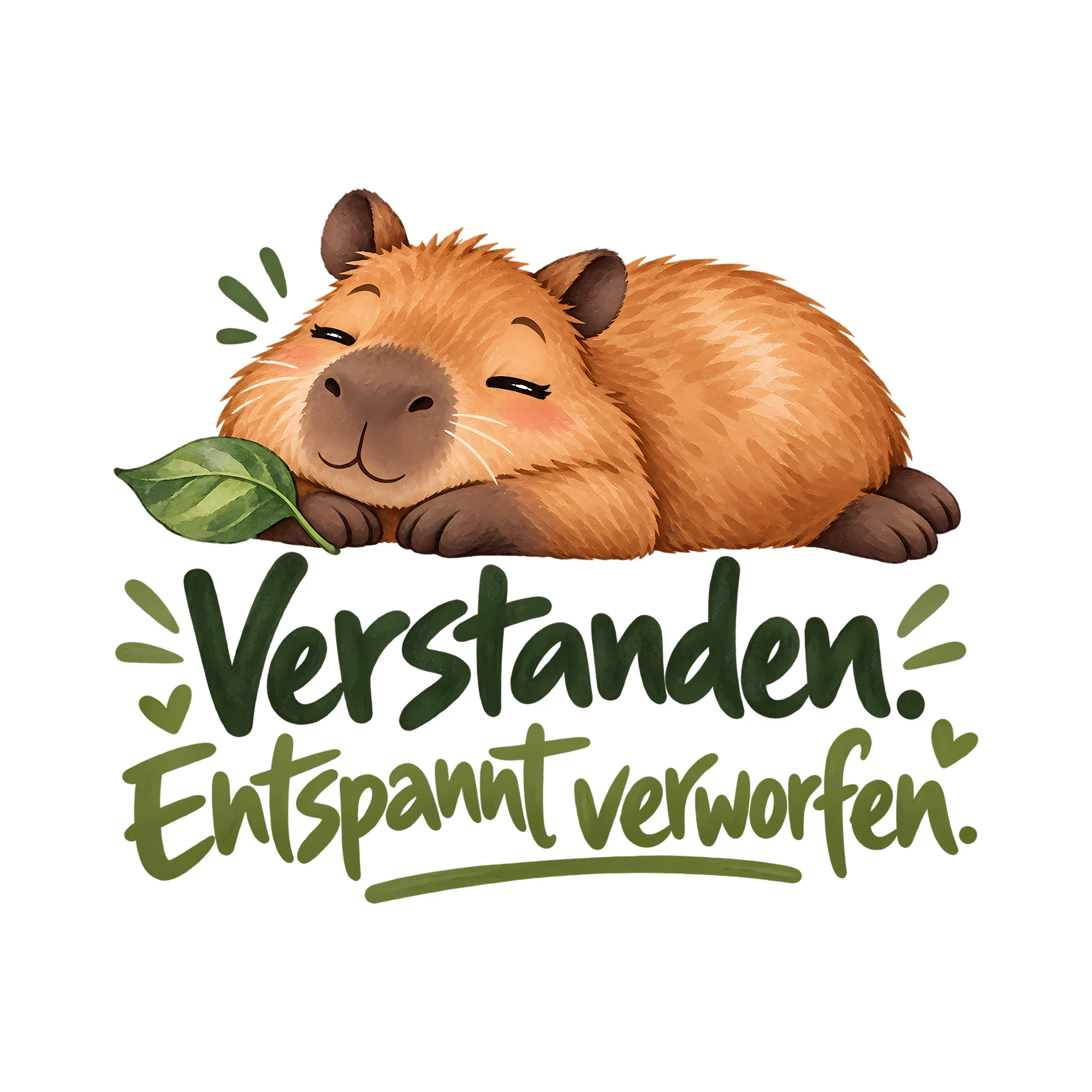 Bügelbild Verstanden. Entspannt verworfen. als Grafik auf weißem Hintergrund (BB014470)
